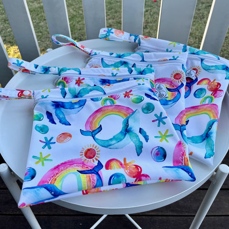 READY MADE Water-resistant wet bags - Whale Pod (DaniEm Art)  | Ready to ship | FREE Postage