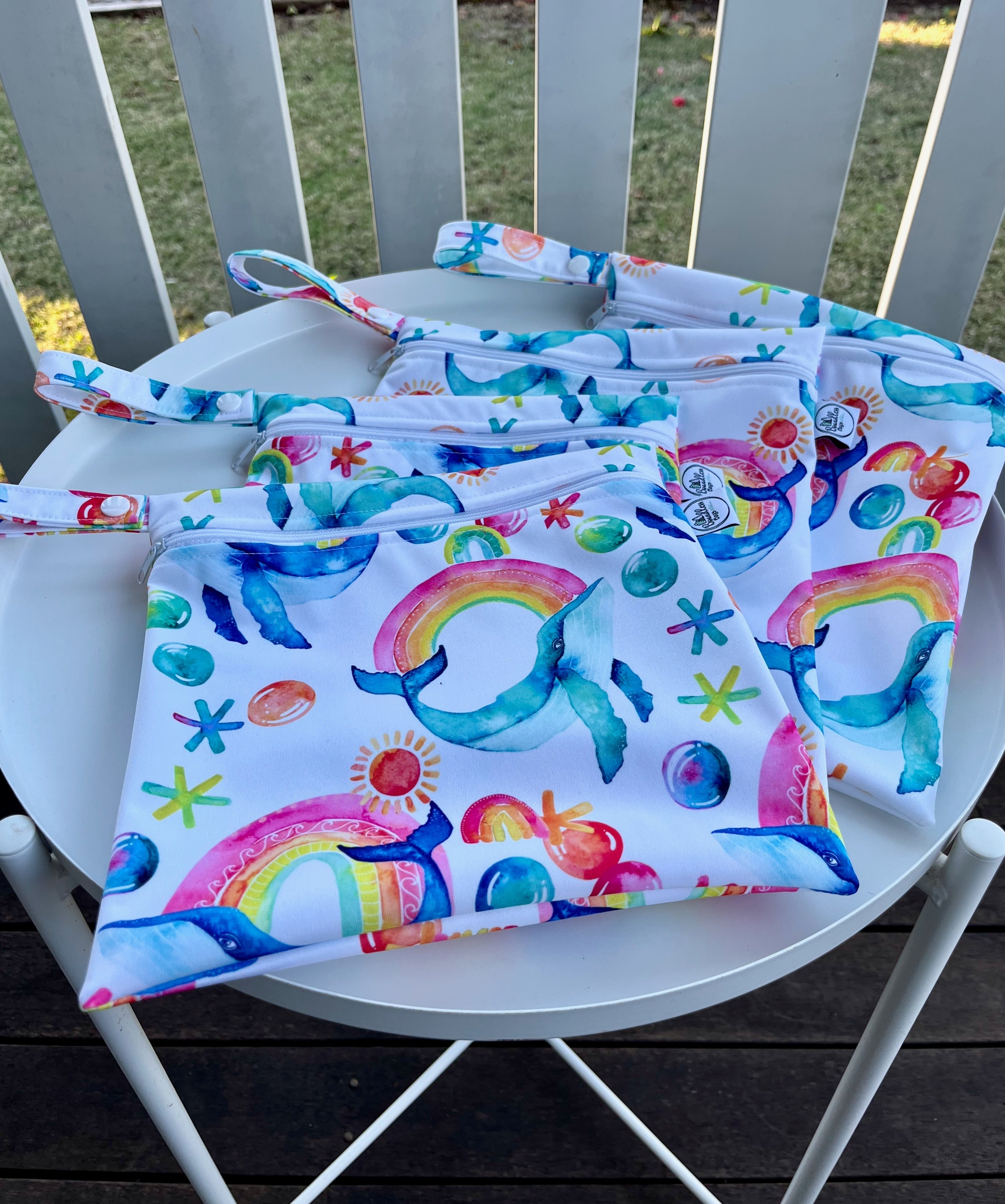 READY MADE Water-resistant wet bags - Whale Pod (DaniEm Art)