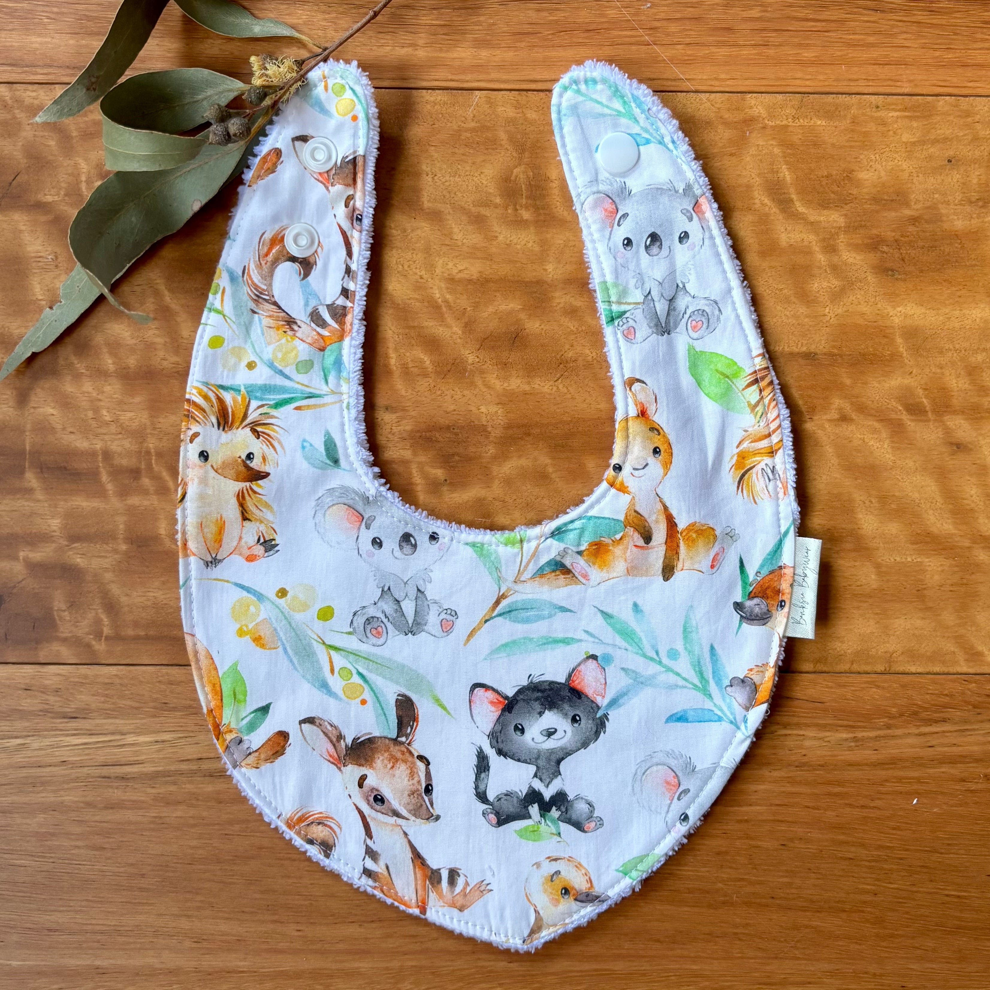 Baby Bib and Burp Cloth Set | Happy Aussie Animals | Made to Order
