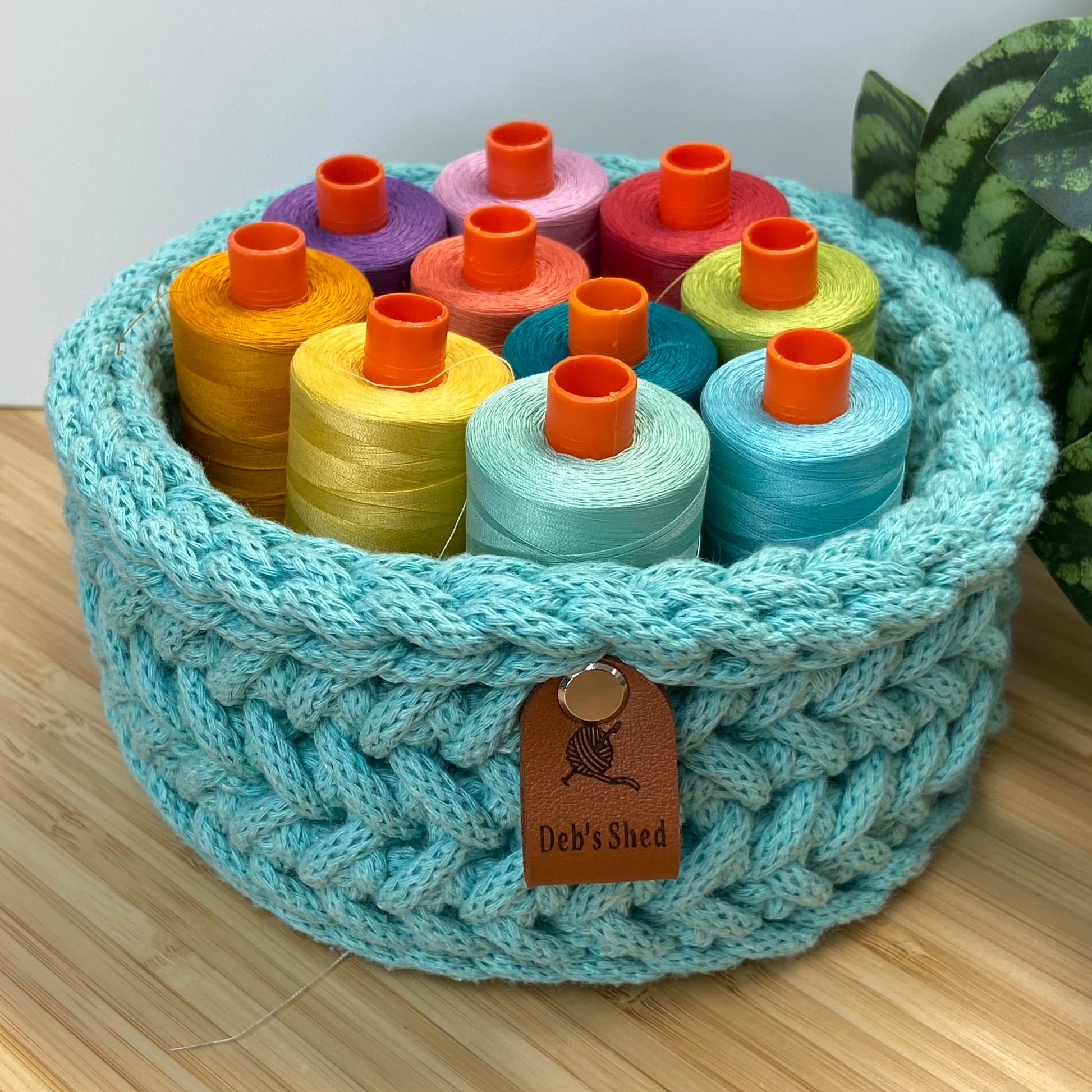 Crochet Basket - Round - Cotton Cord - Chevron