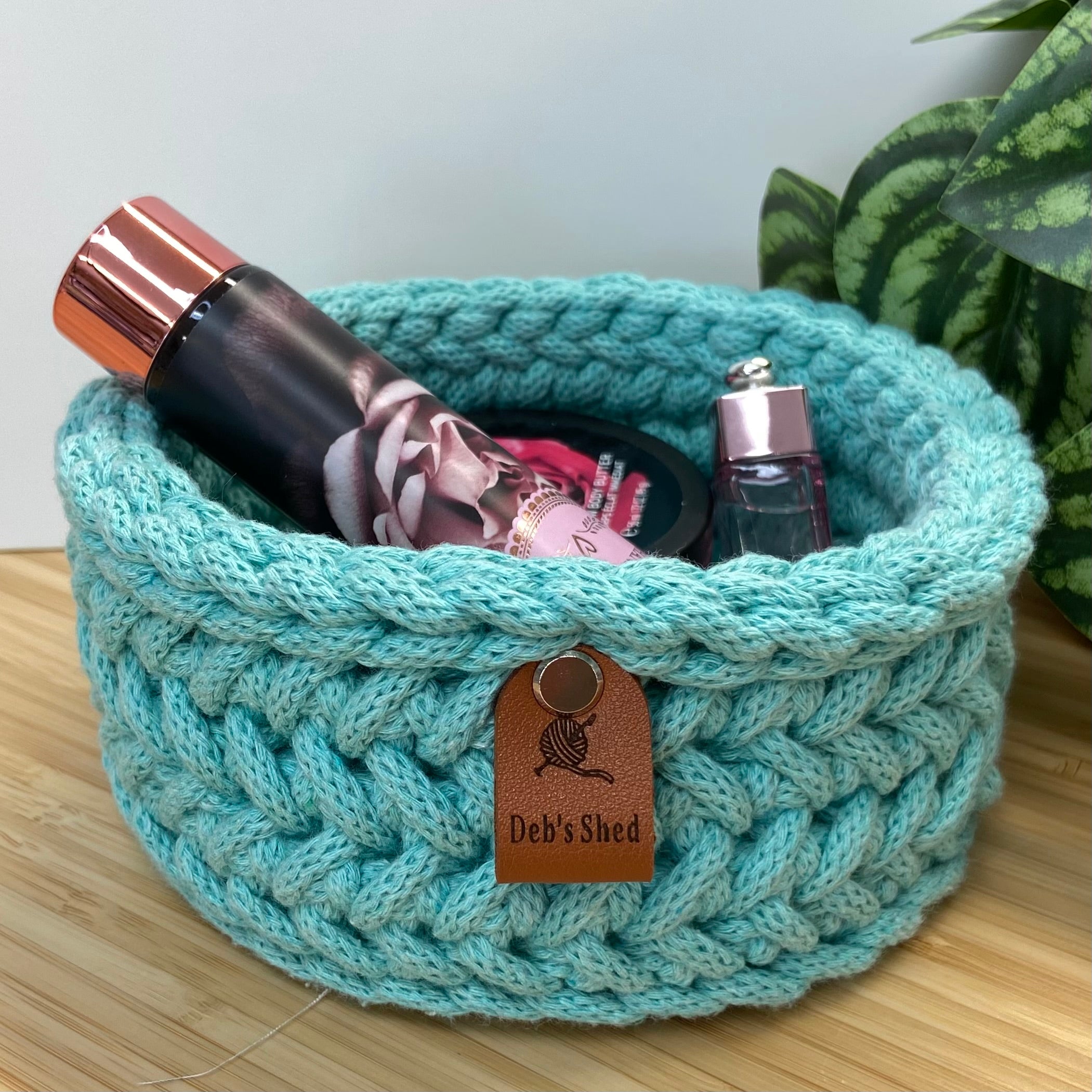 Crochet Basket - Round - Cotton Cord - Chevron