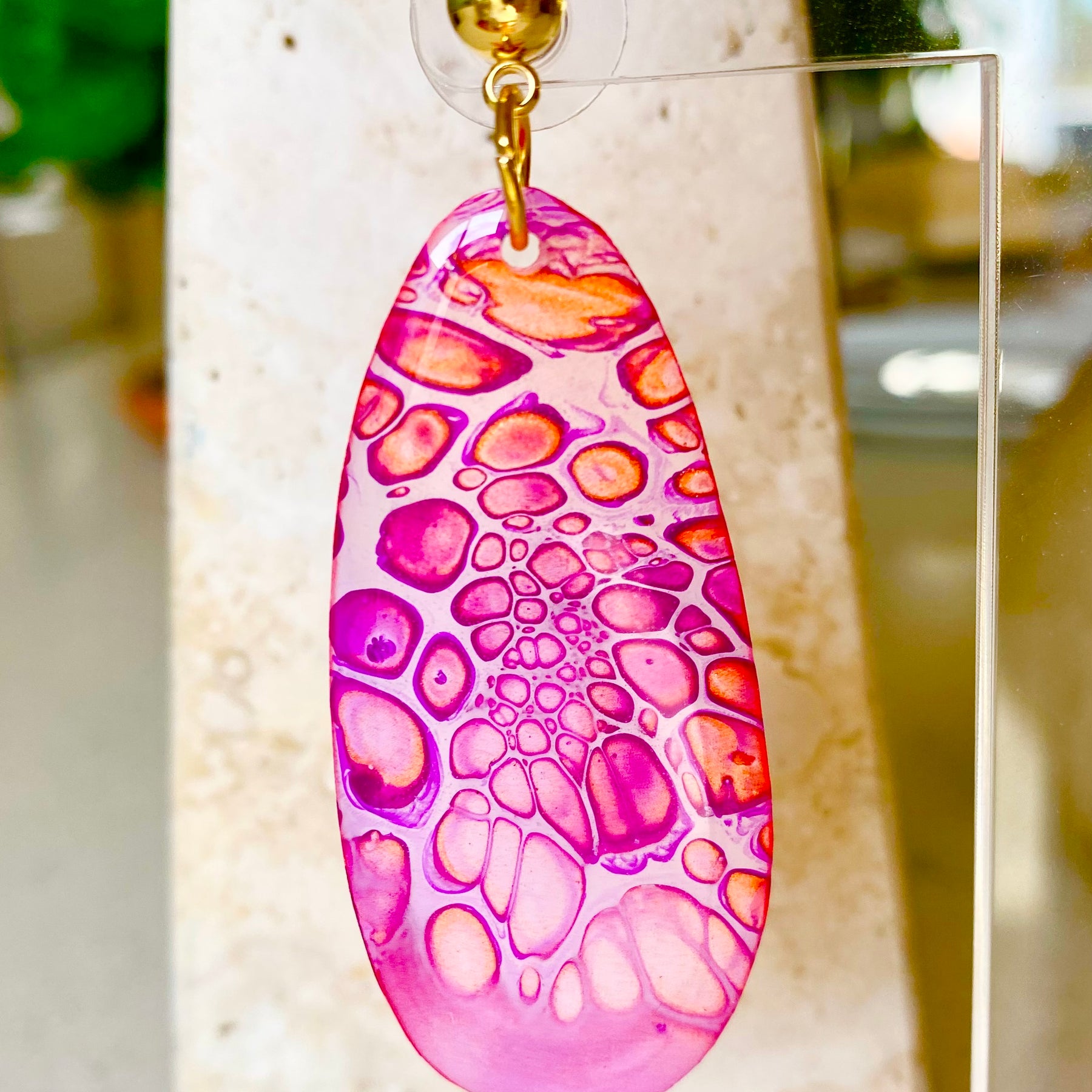 Hand Painted Stud Dangle Earrings