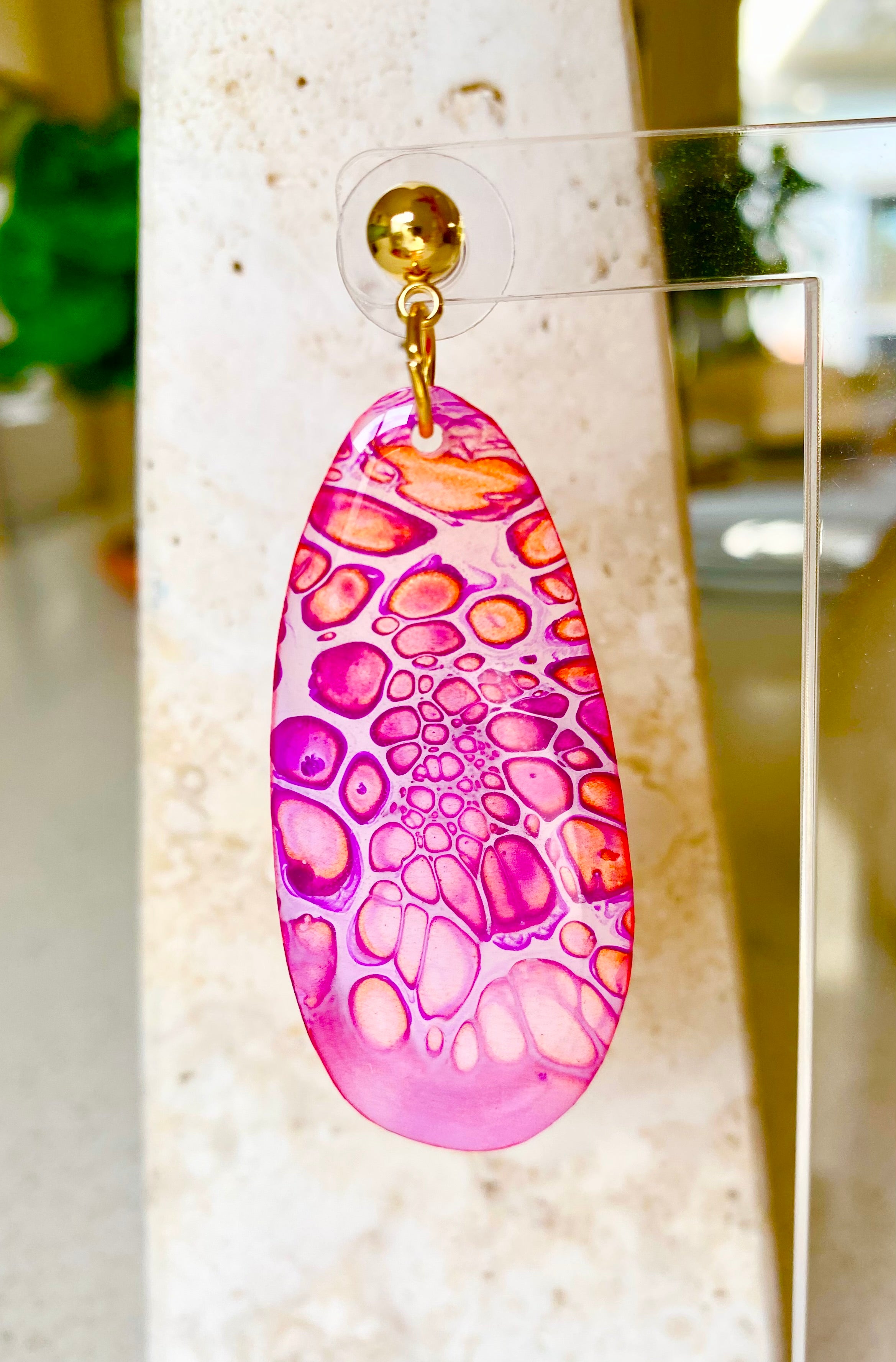 Hand Painted Stud Dangle Earrings