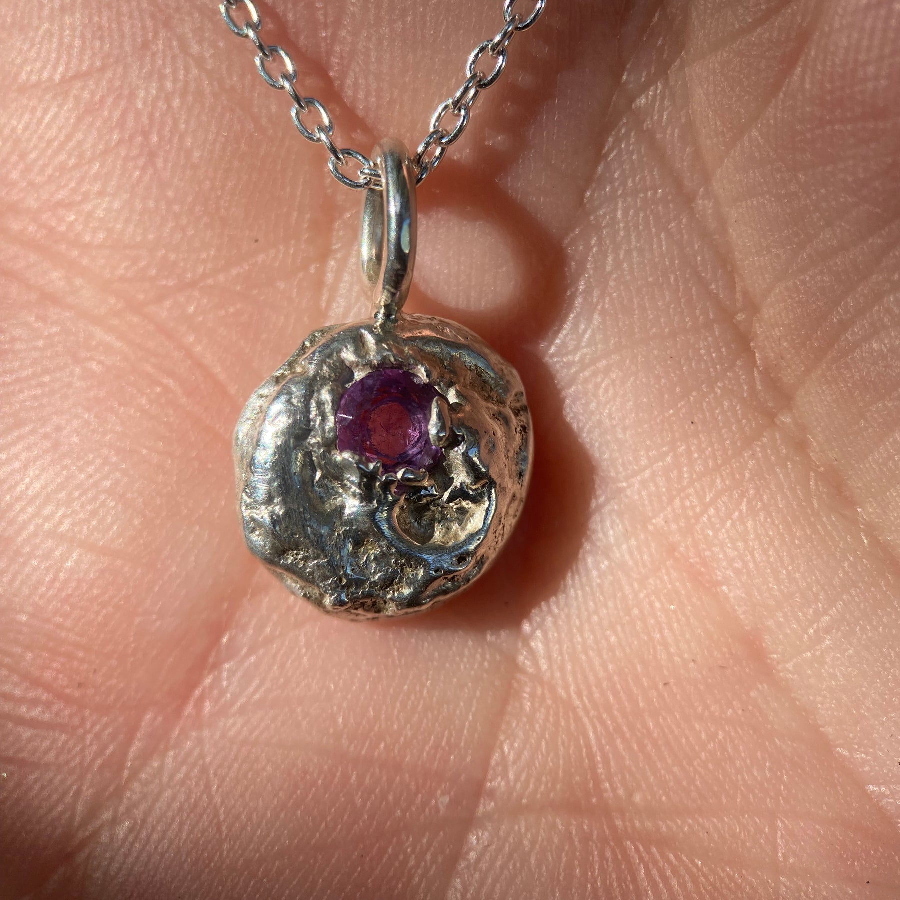 Alexandrite & Sterling Silver Pebble Pendant