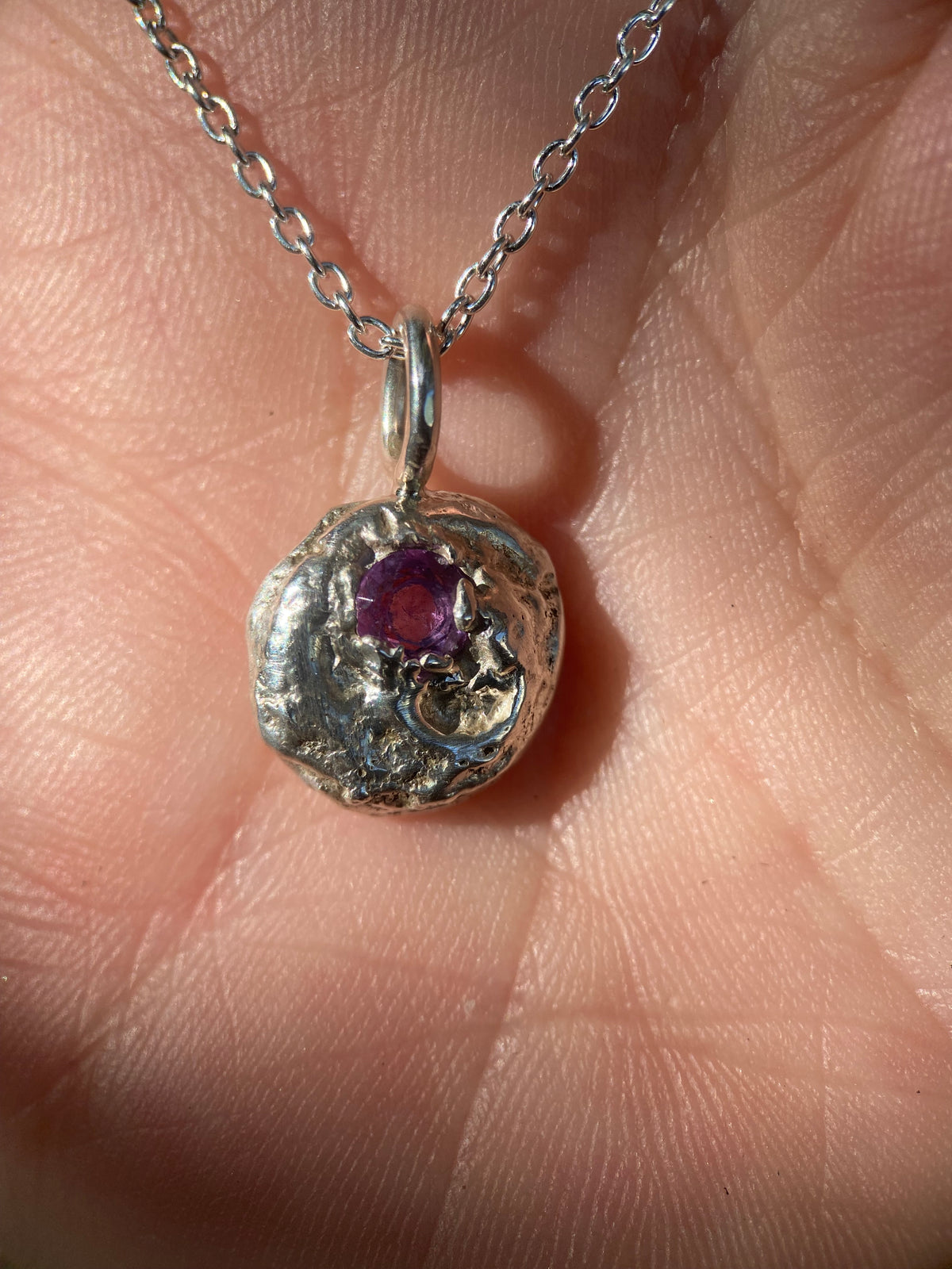 Alexandrite & Sterling Silver Pebble Pendant