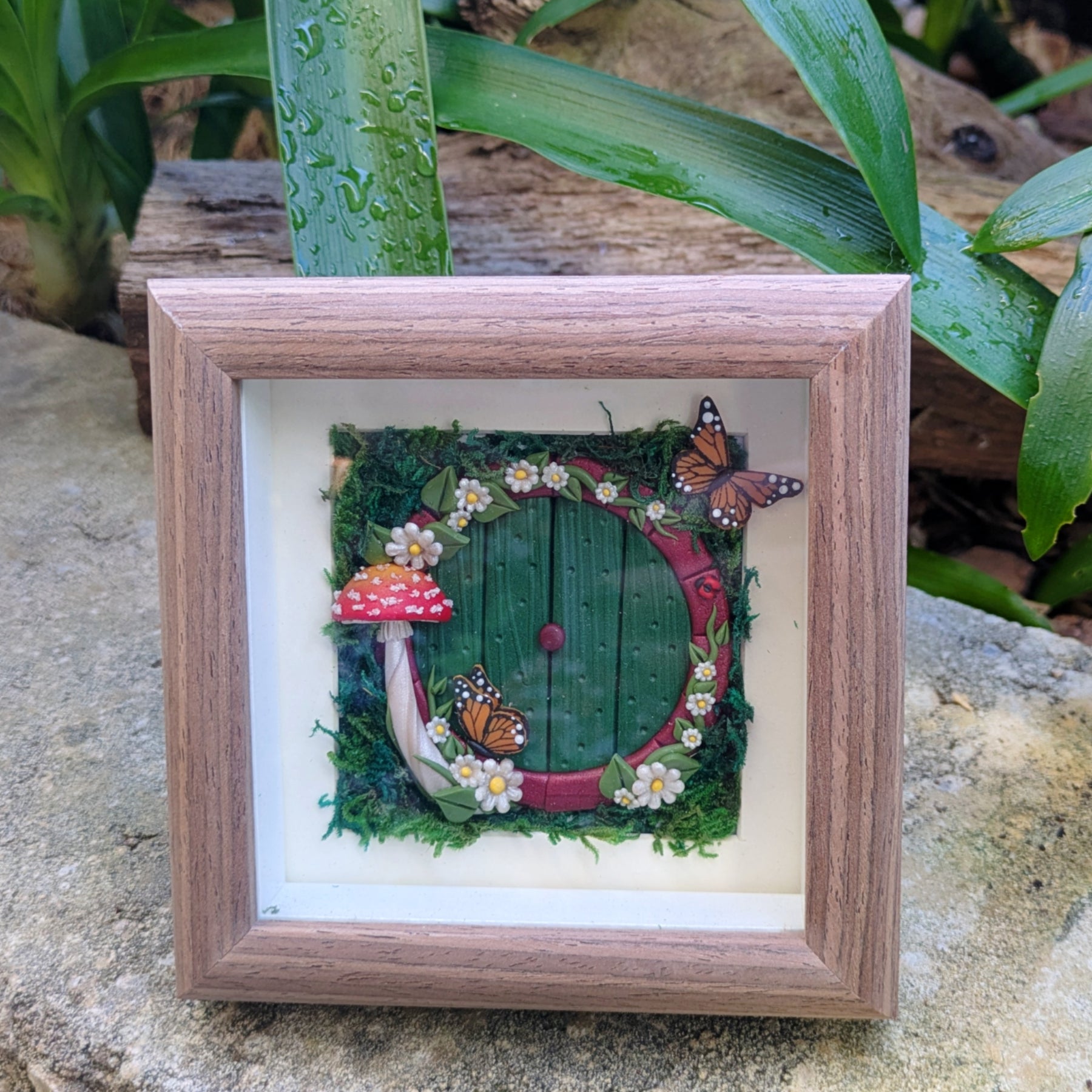 Hobbit Style Fairy Door Shadow Box – Monarch Butterfly Edition