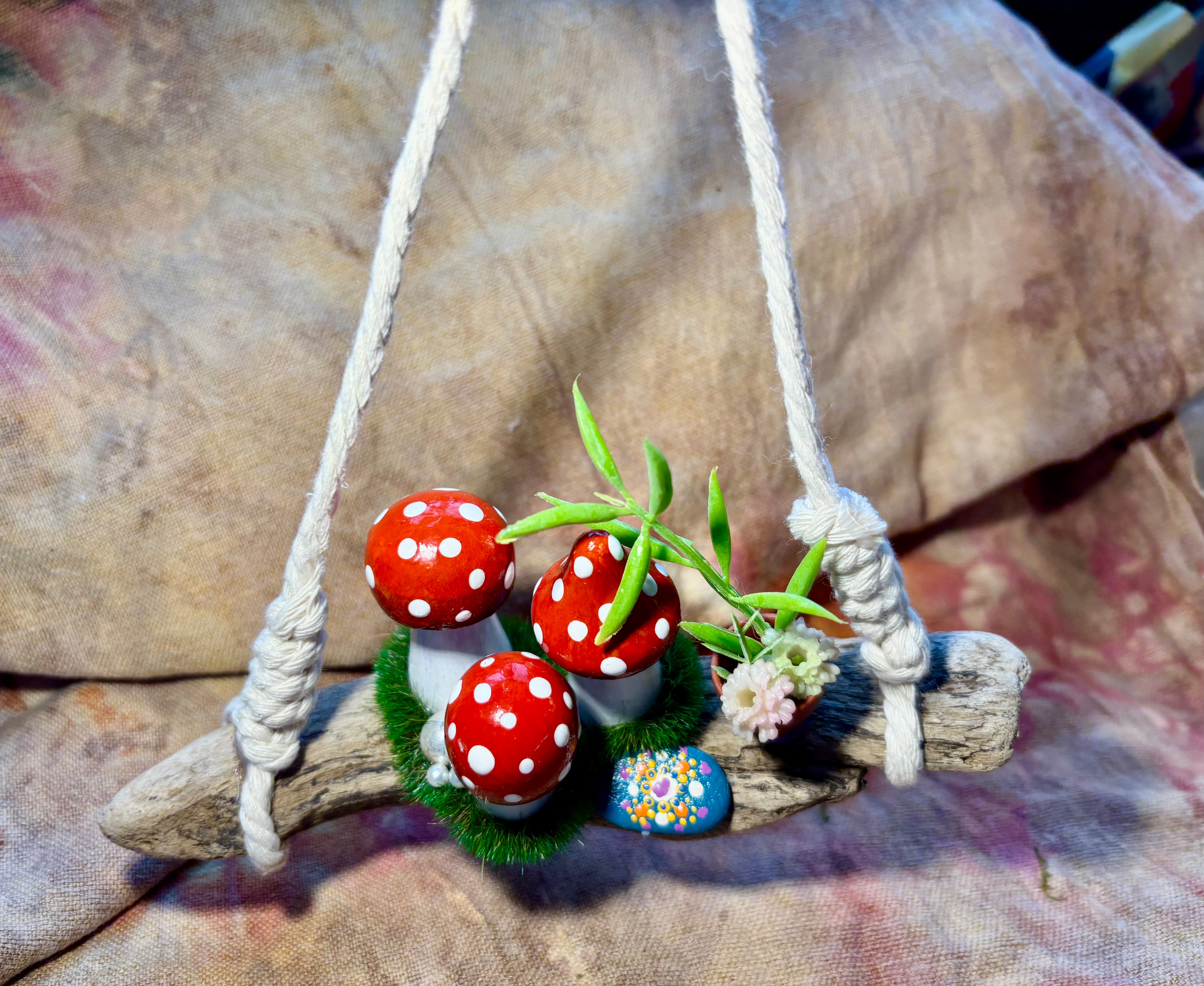 Driftwood hanging fairy garden
