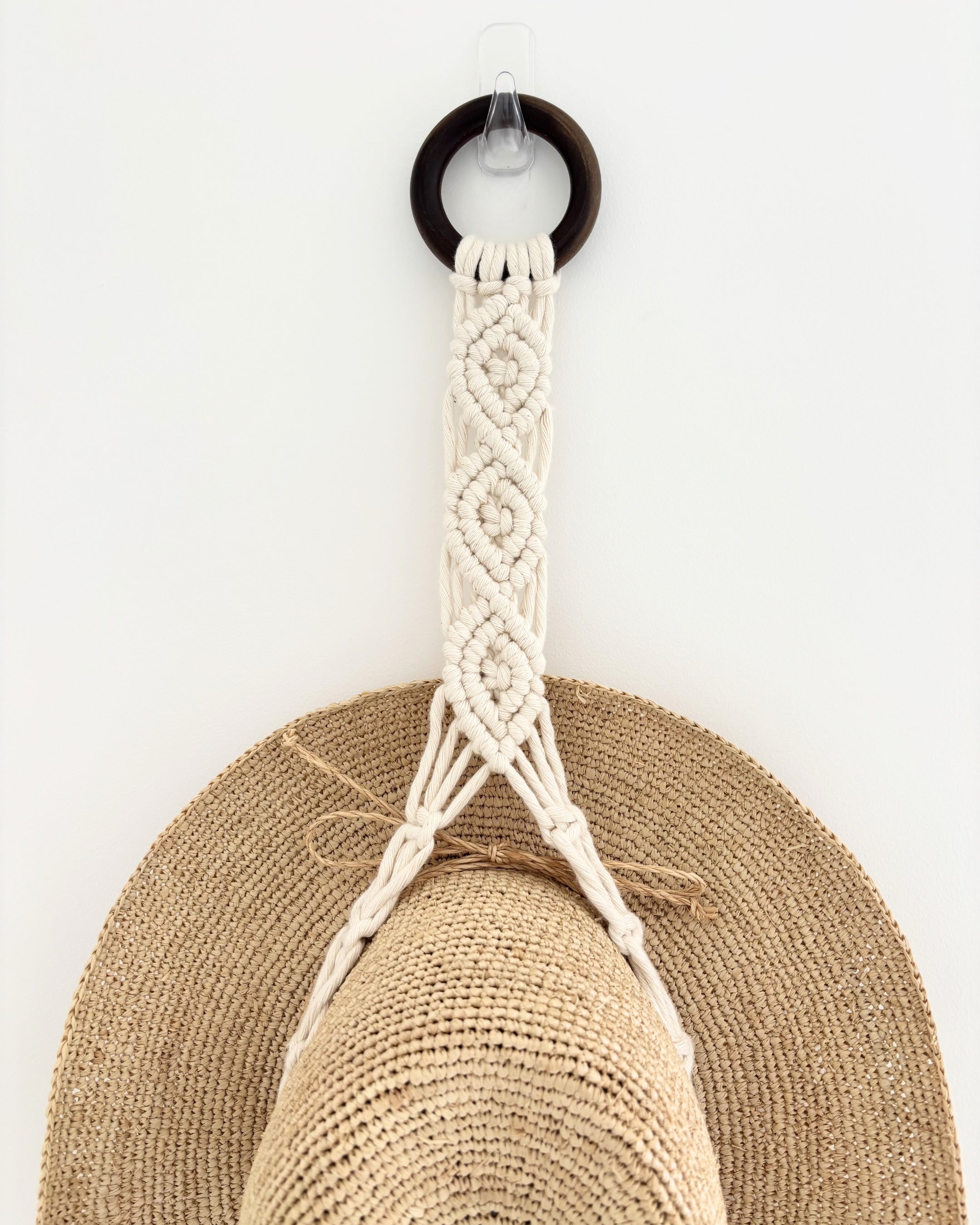 Macrame Hat Hanger - Double - Driftwood or Wood Ring Option