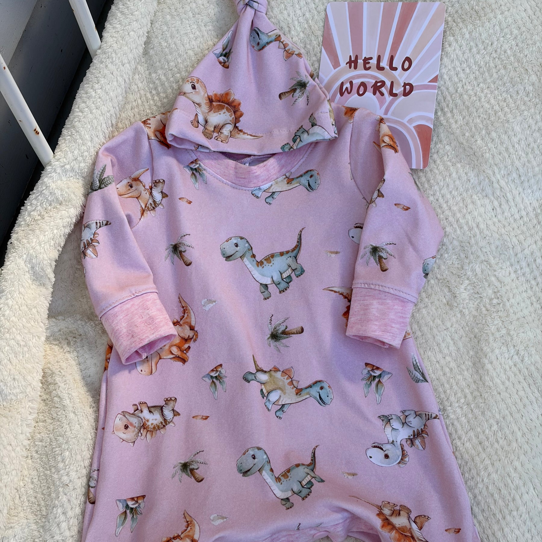 PINK DINOSAUR ROMPER 0-3 months