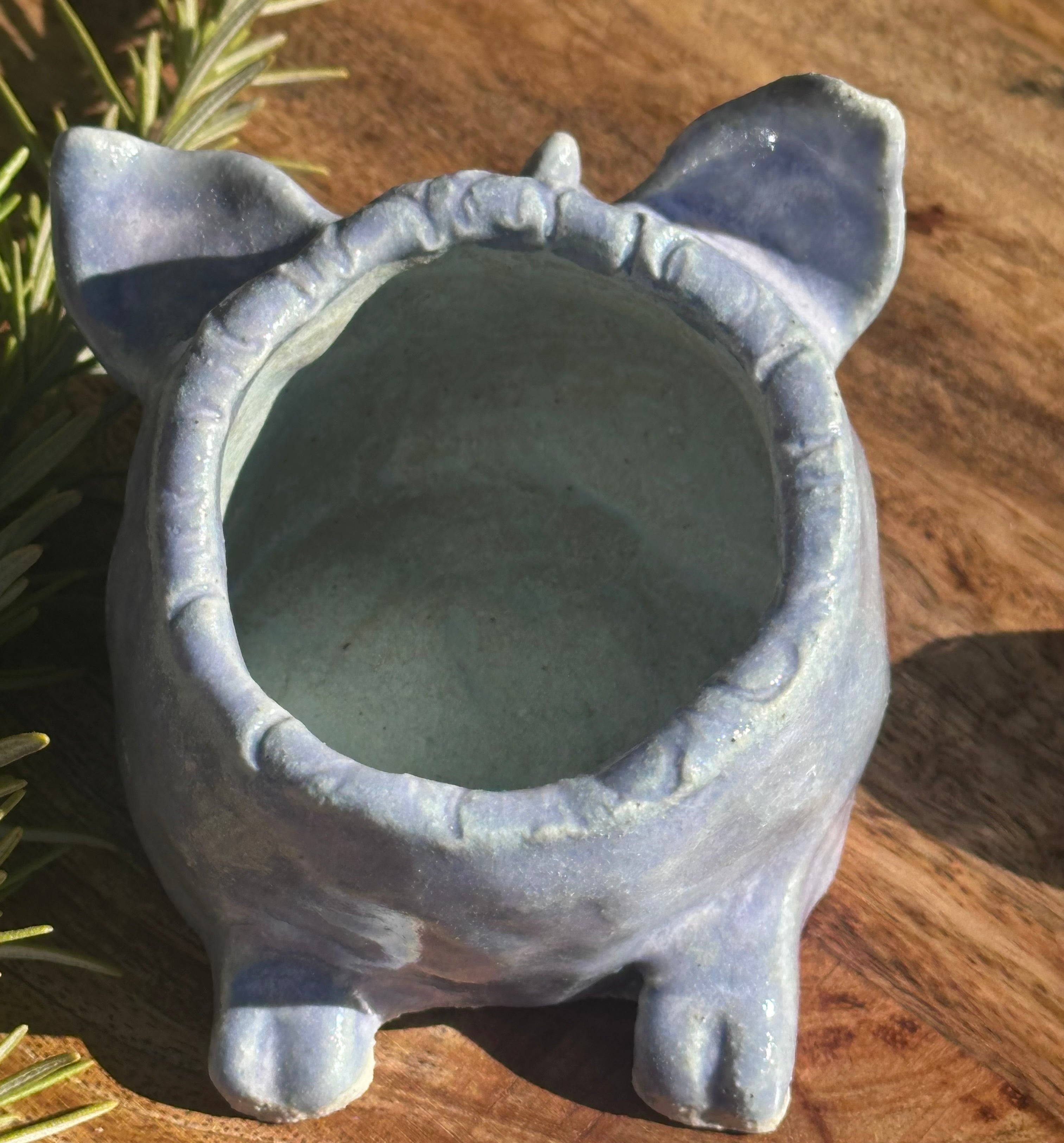 Small Pig Salt Cellar Pot - Blue