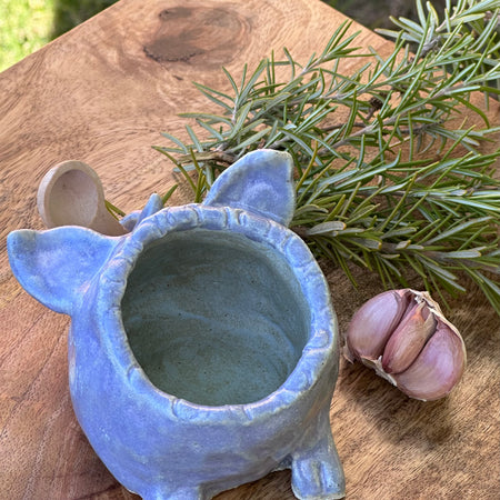 Small Pig Salt Cellar Pot - Blue