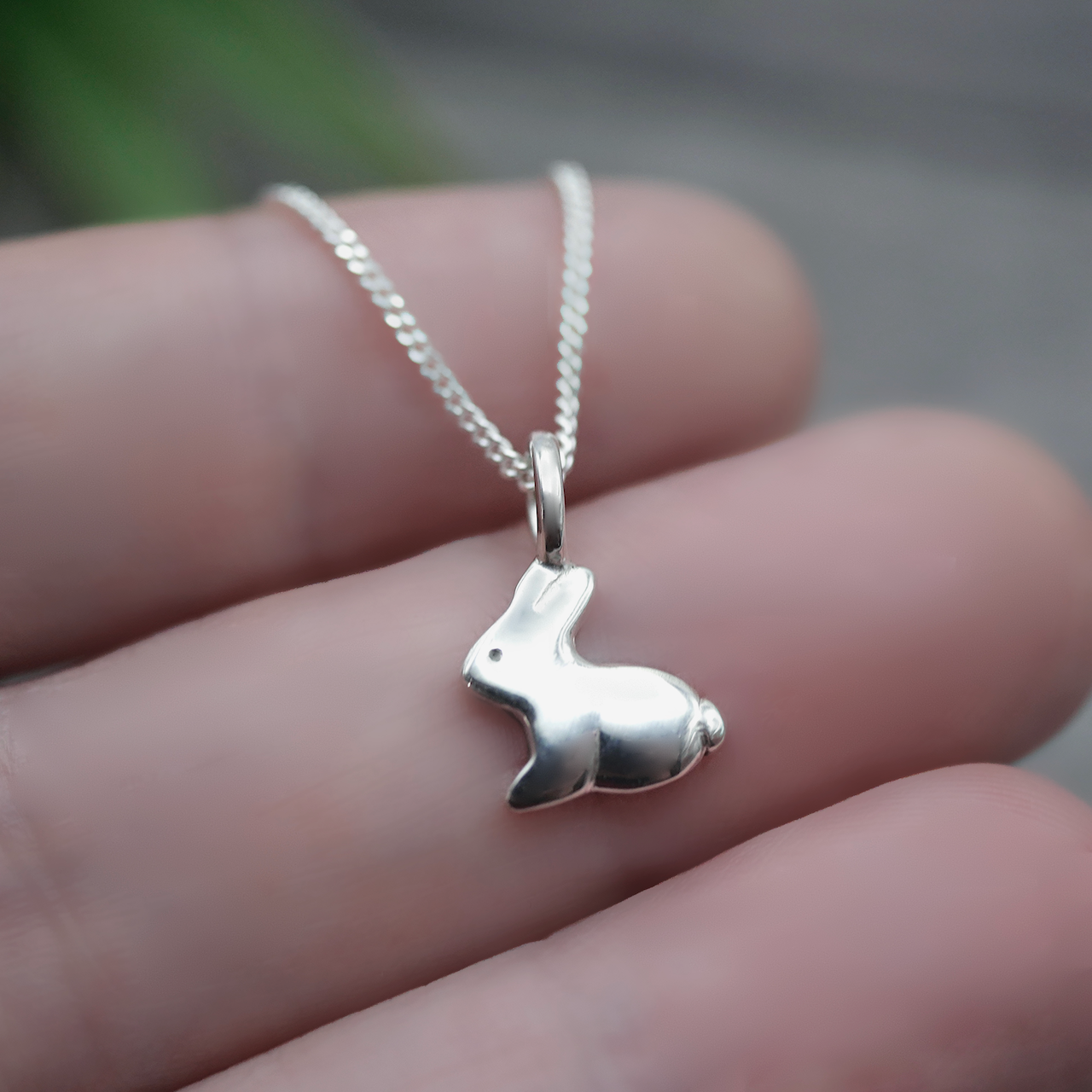 Tiny Bunny - Handmade Sterling Silver Pendant with Chain
