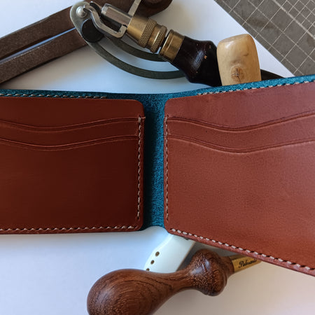 Men's Wallet Cardholder - Navy Blue/Chestnut