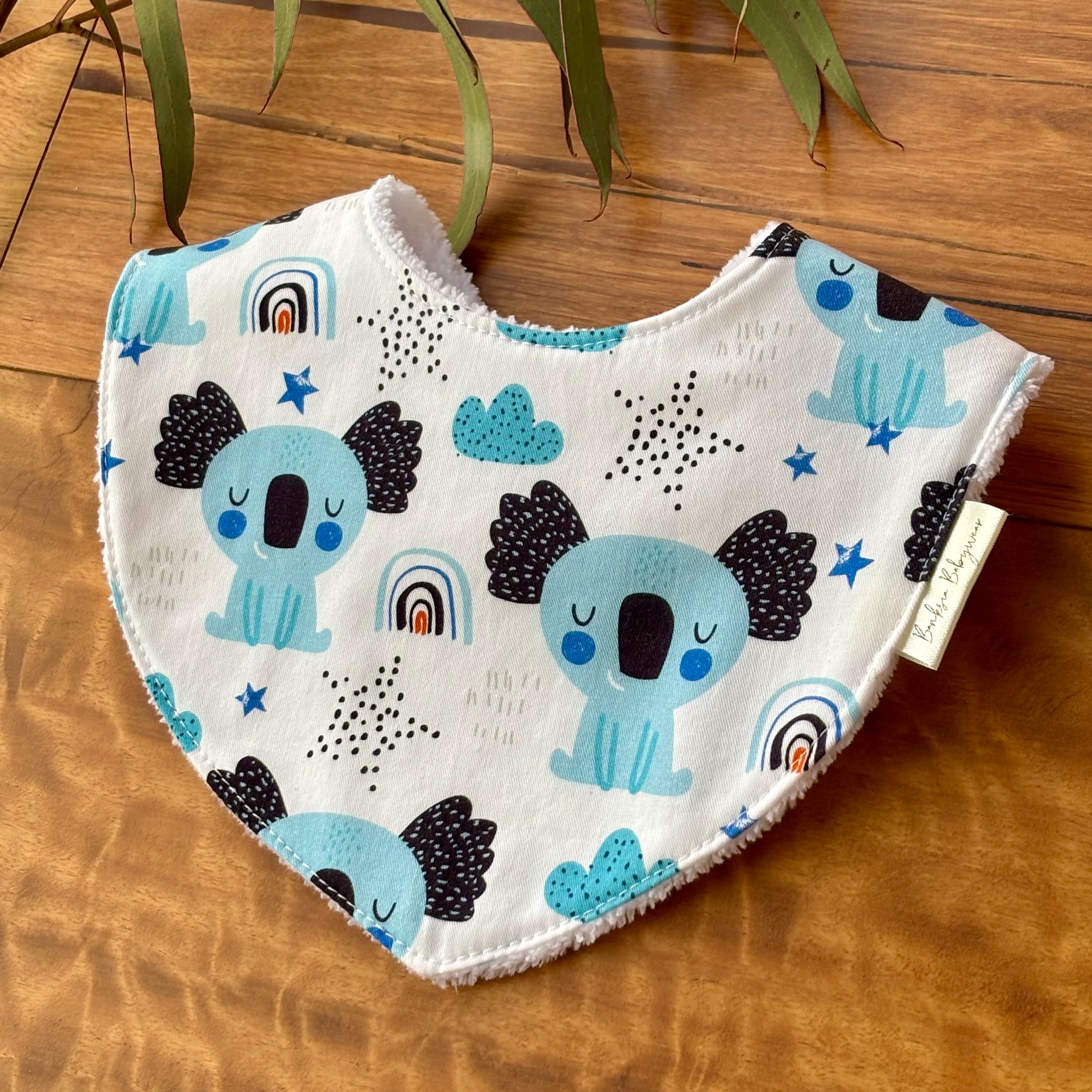 Baby Bib and Burp Cloth Set | Blue Koalas | Ready to Ship
