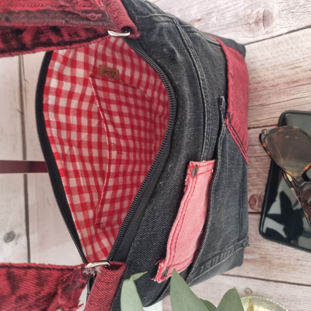 Upcycled Patched Red & Pink Crossbody