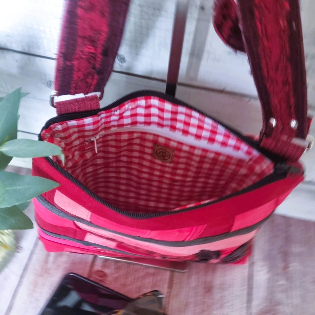 Upcycled Patched Red & Pink Crossbody