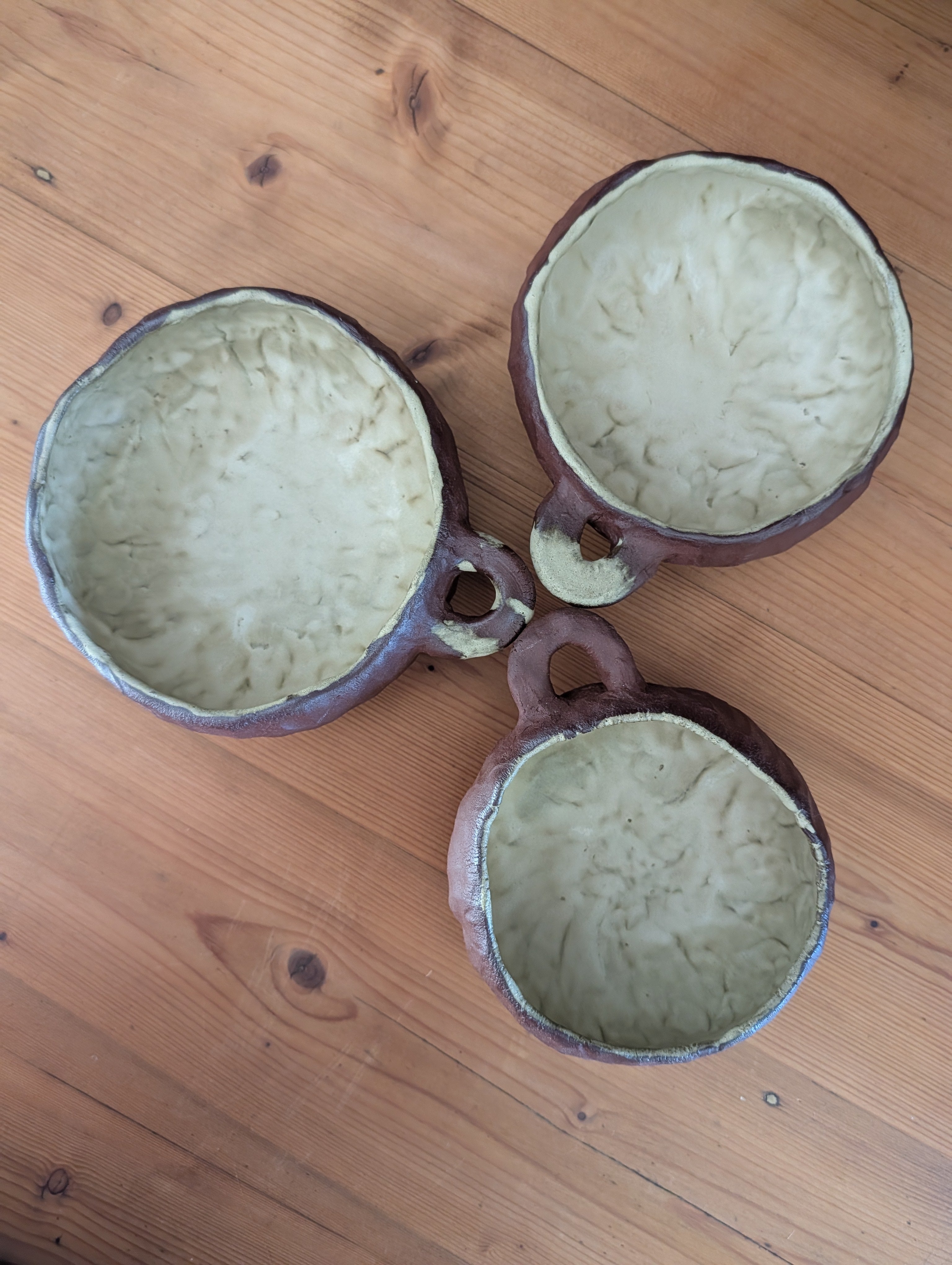 Set of Three Small Handmade Ceramic Bowls - Earthy Wabi-Sabi Stoneware