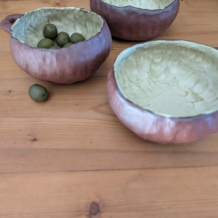 Set of Three Small Handmade Ceramic Bowls - Earthy Wabi-Sabi Stoneware