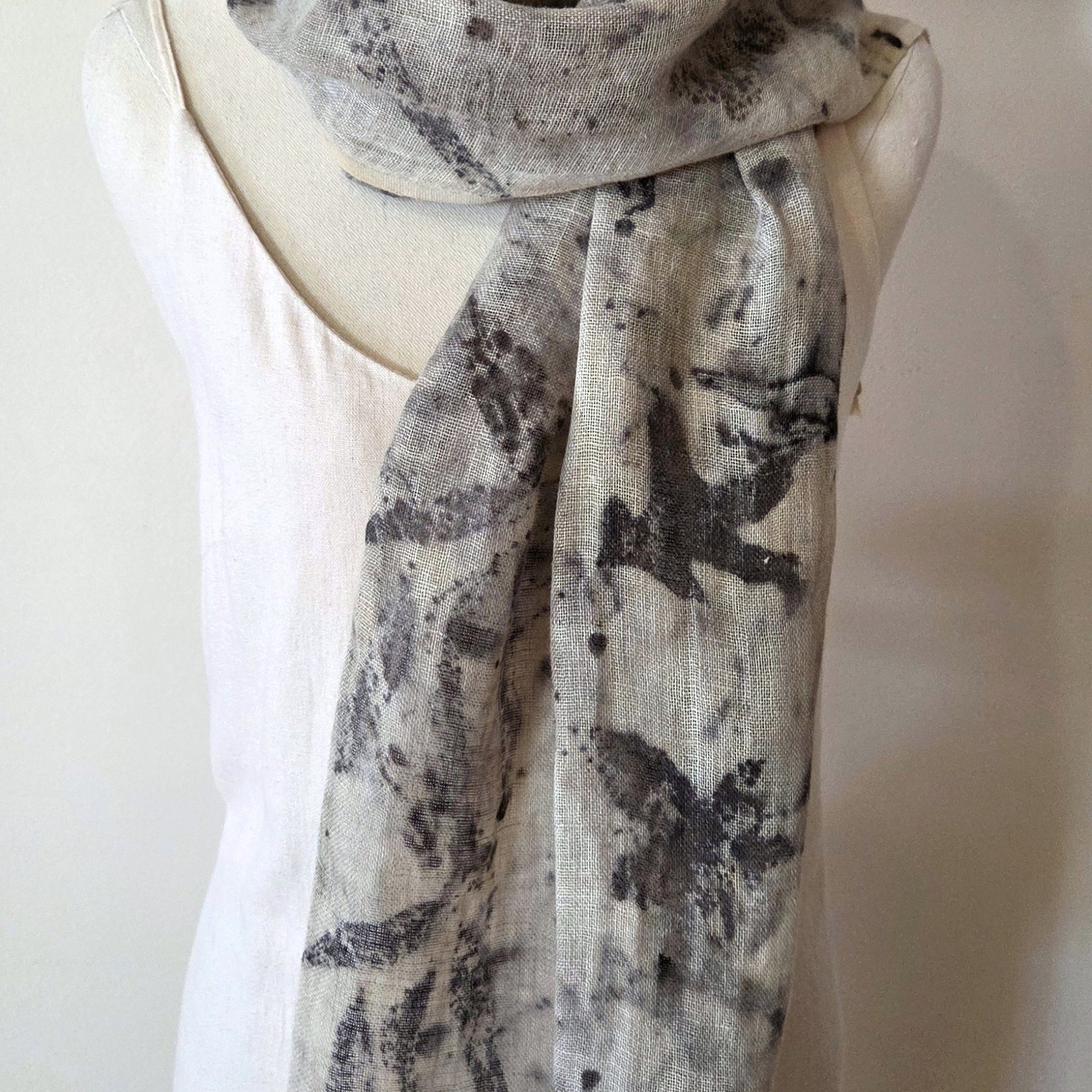 The Astrid - Pure Handloomed Linen Ecoprint Scarf