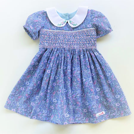 Girls’ Smocked Girl's Dress with Hand Embroidered Collar