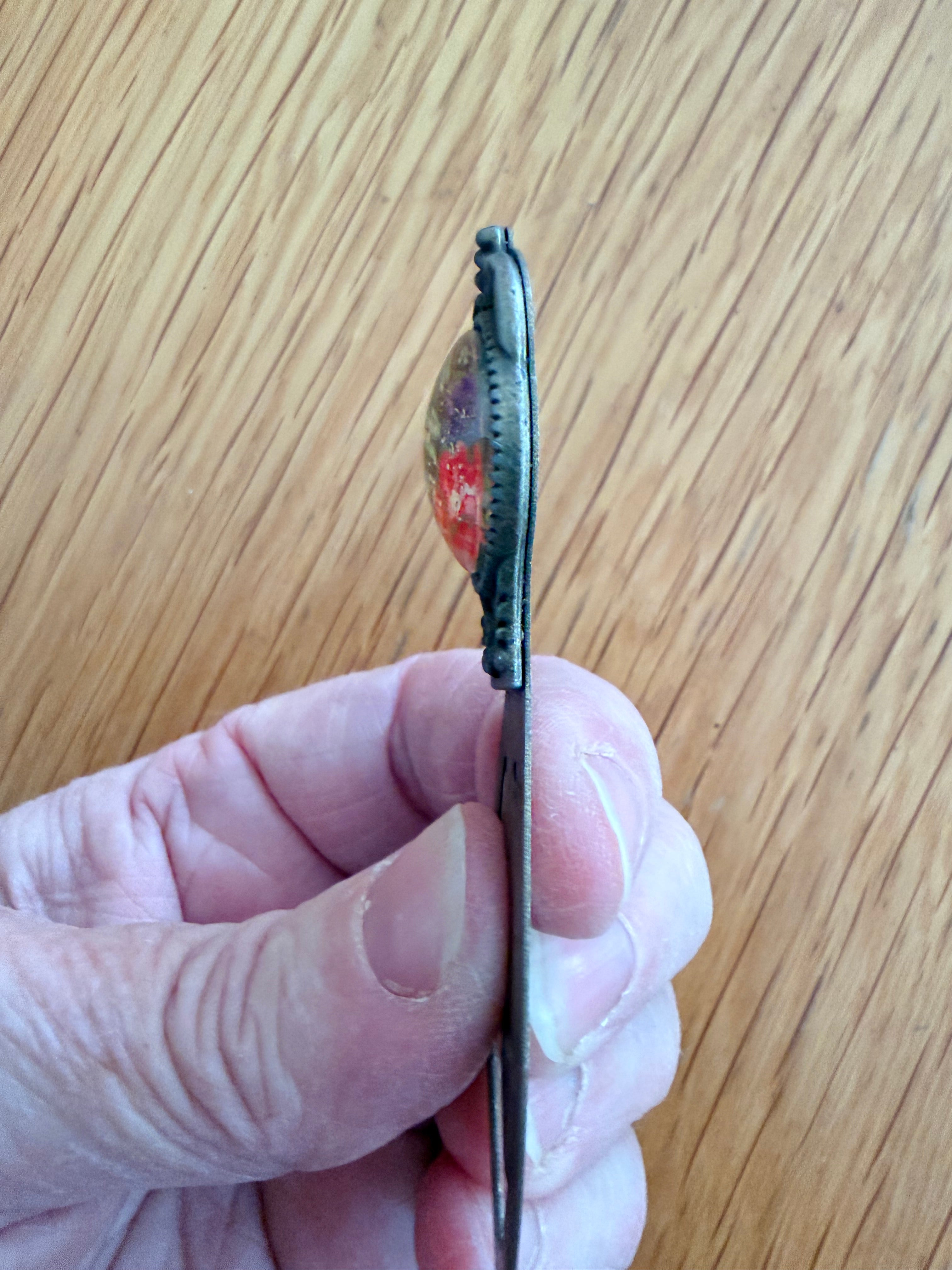 Antique Bronze Plated Flower WASHI Cabochon Bookmark