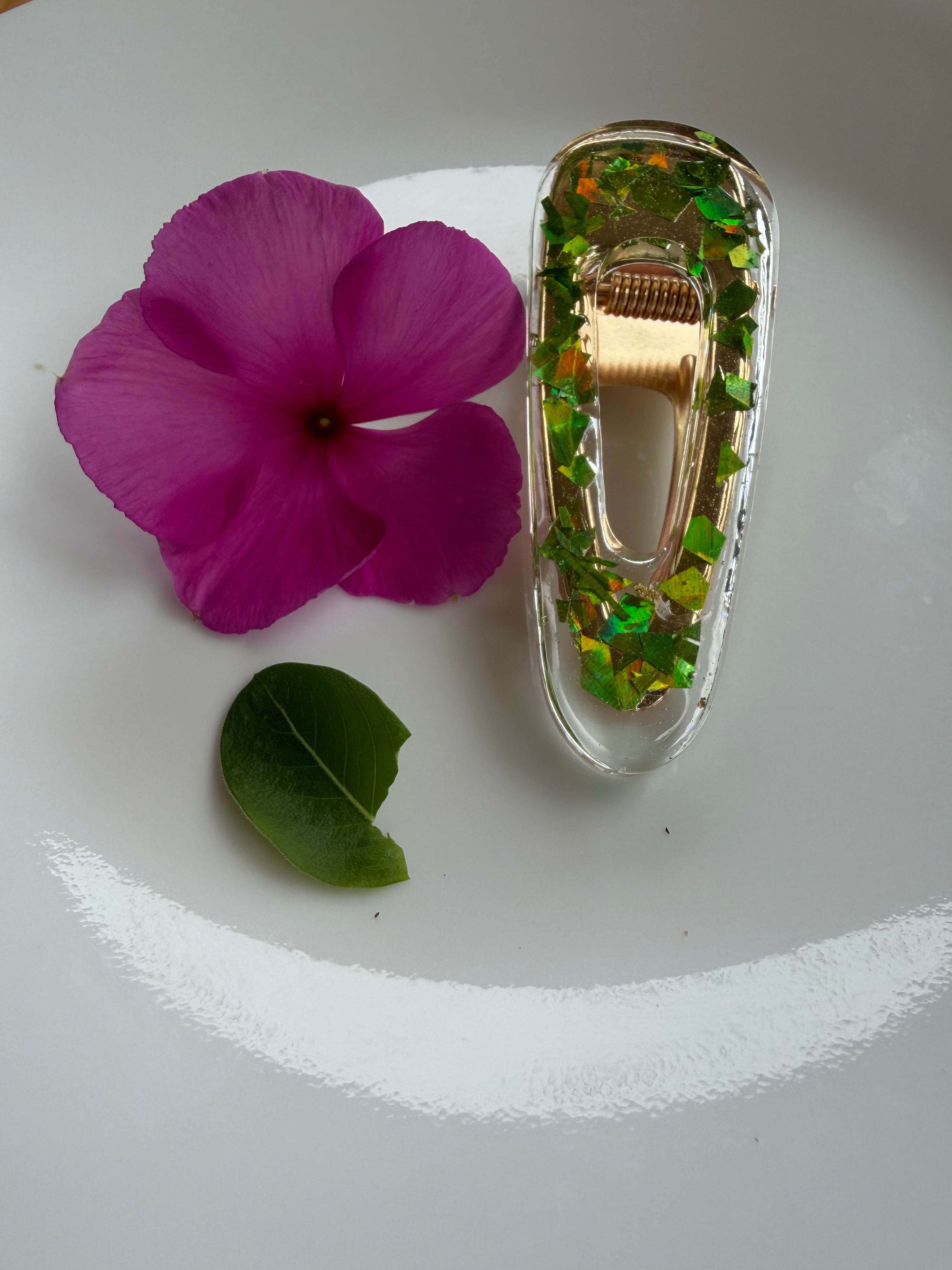 Lime Green And Gold Hair Clips