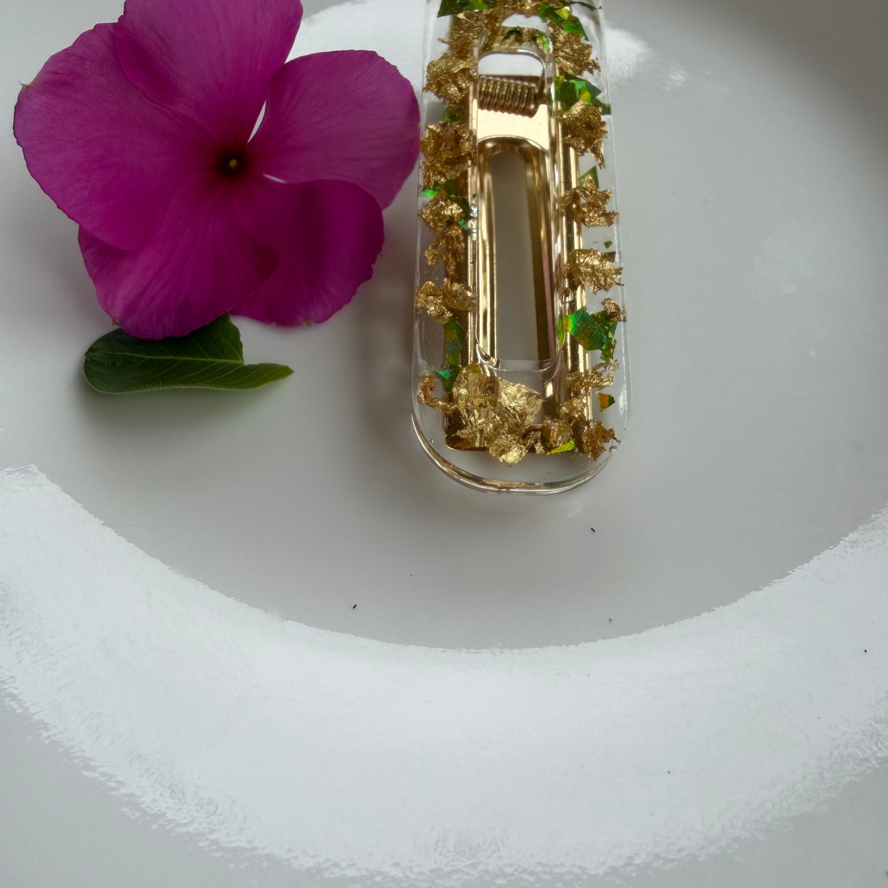 Lime Green And Gold Hair Clips