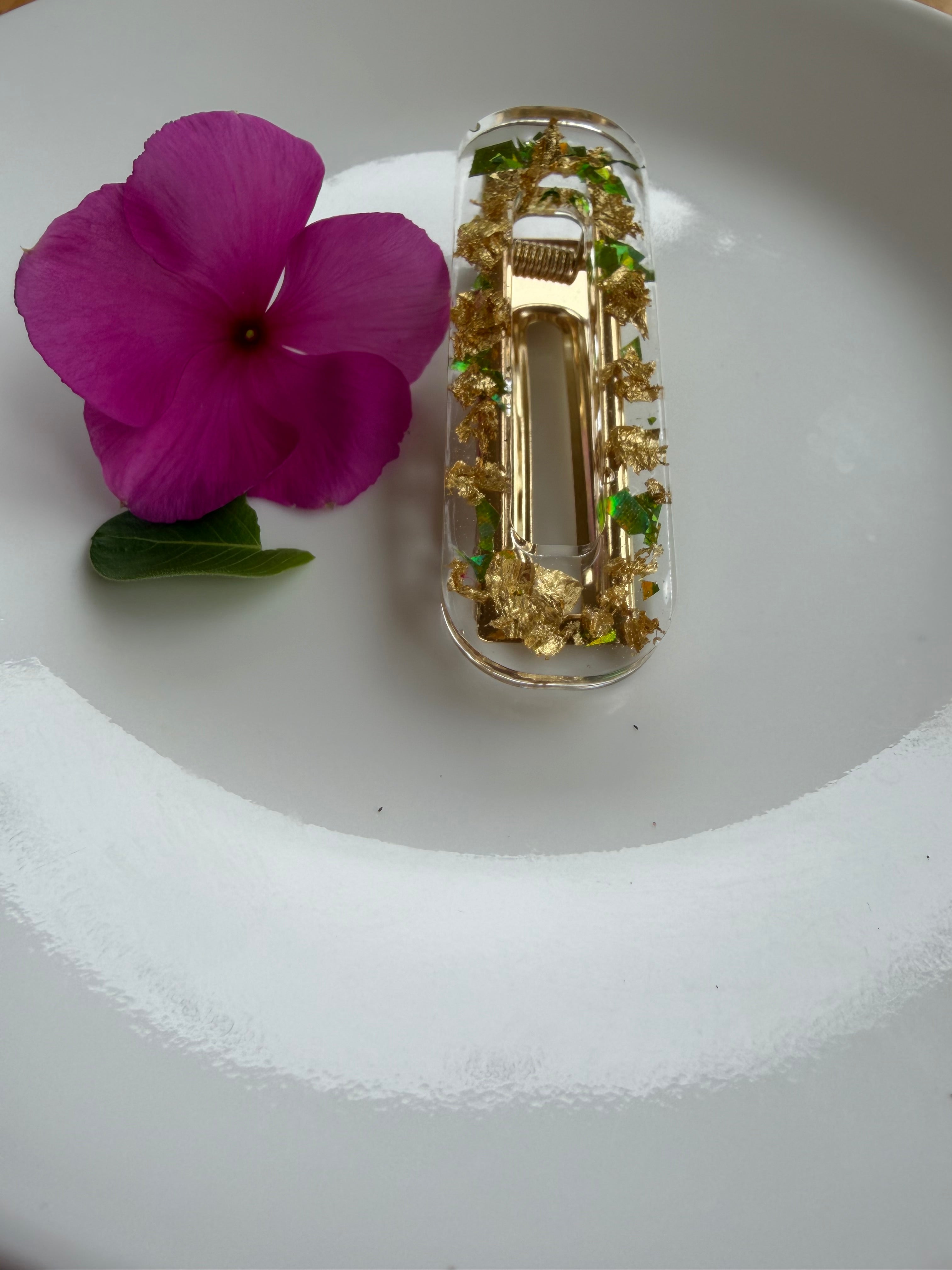 Lime Green And Gold Hair Clips