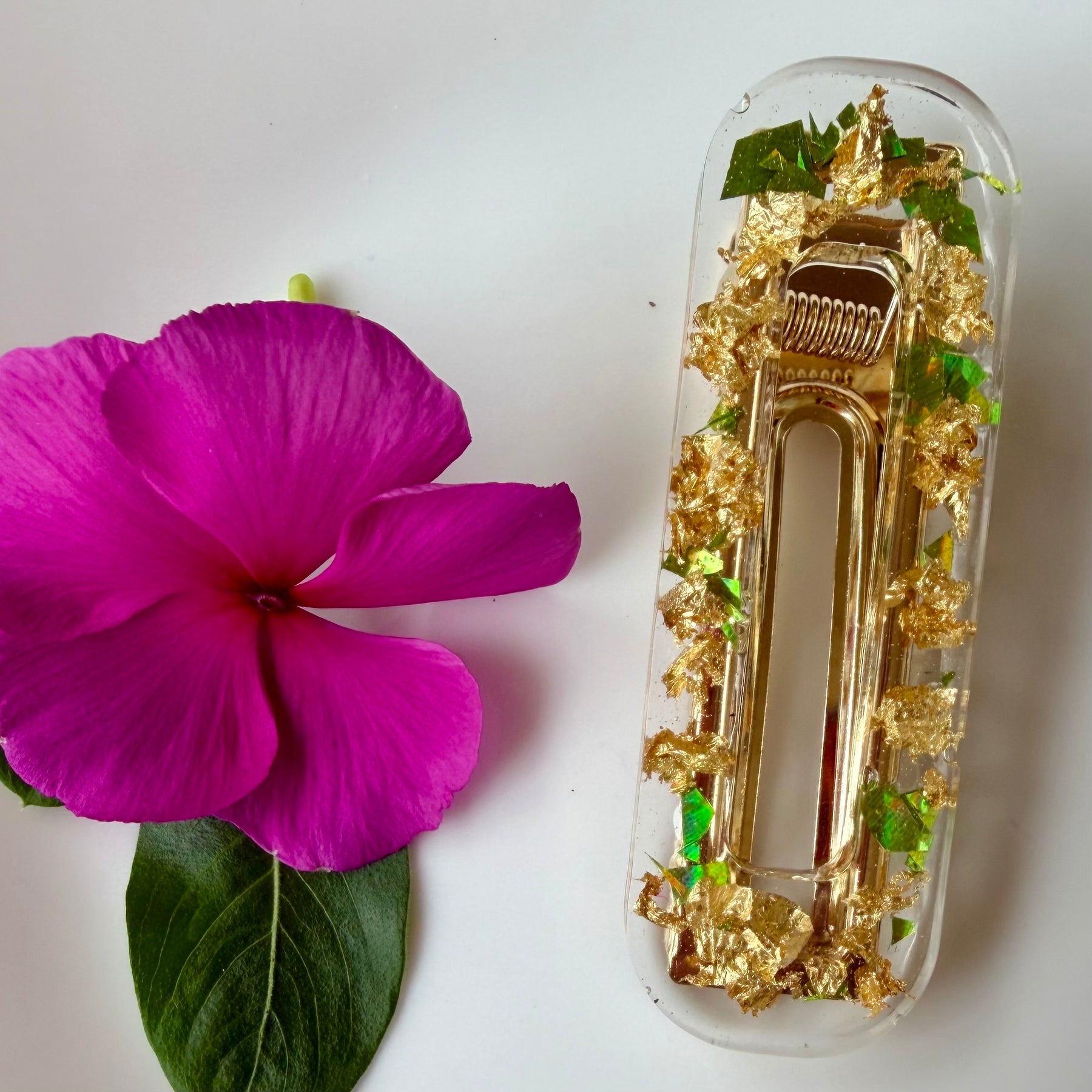Lime Green And Gold Hair Clips
