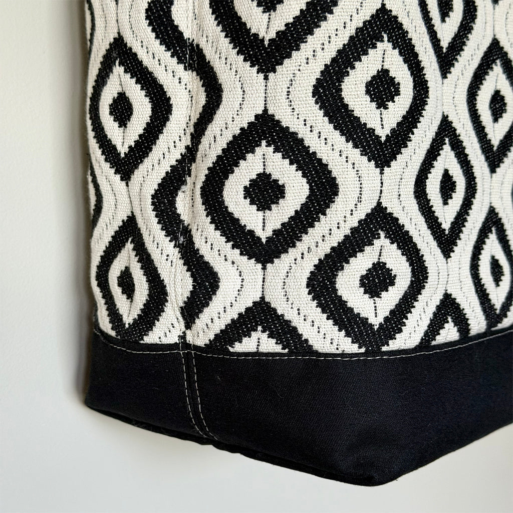 Handmade Black and White Tote Bag | Large Work Tote with Zip Pocket | Australian Made