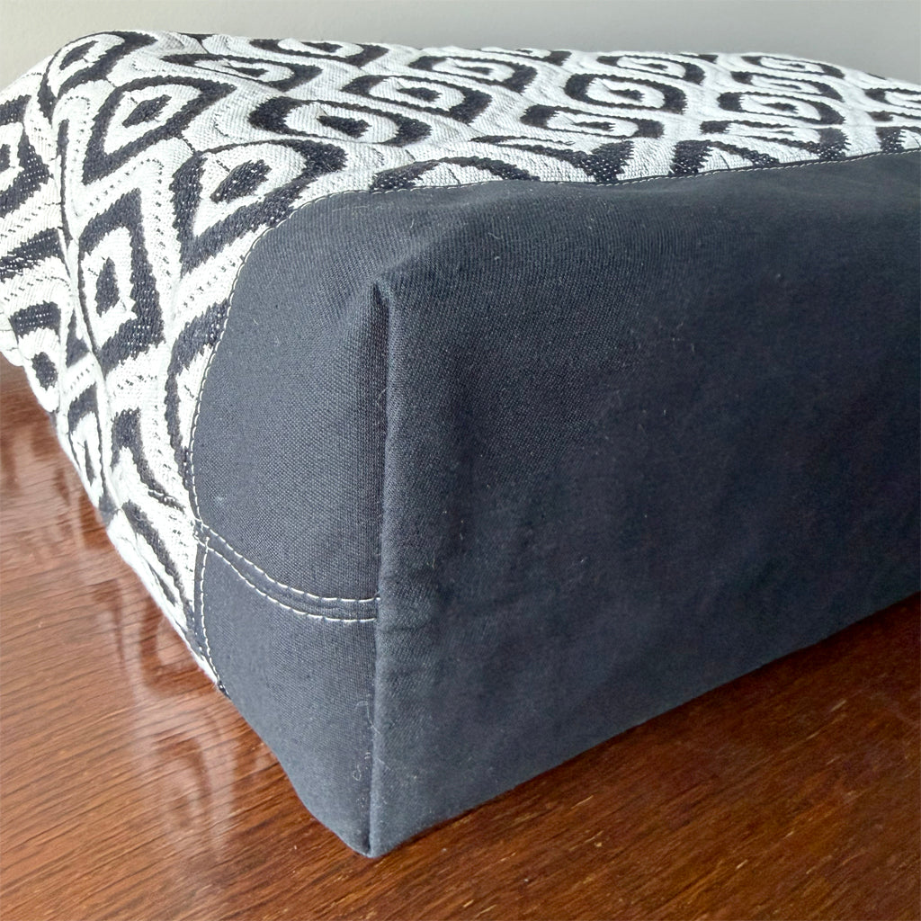 Handmade Black and White Tote Bag | Large Work Tote with Zip Pocket | Australian Made