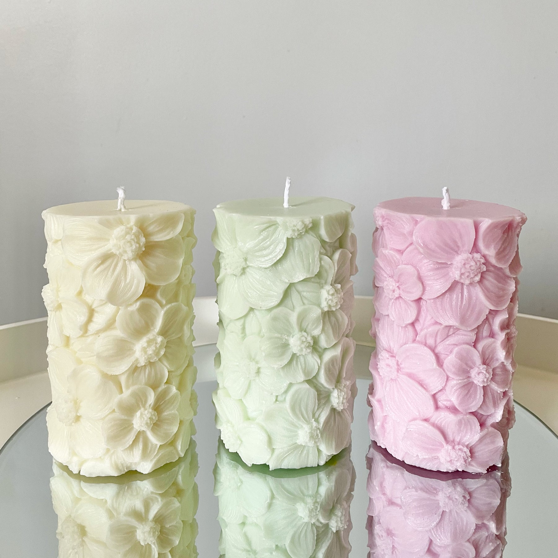Tall Flower Pillar Candle