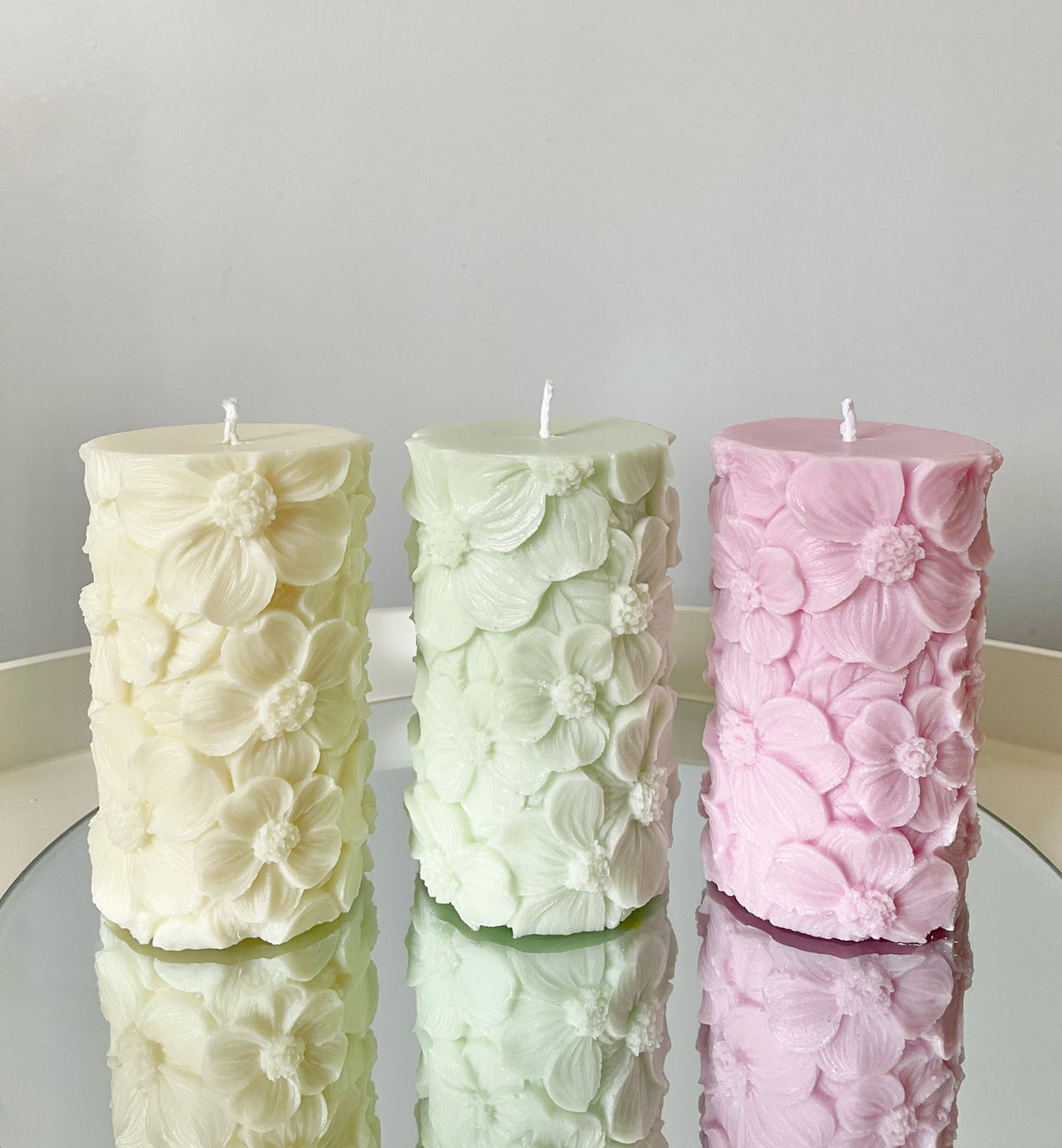Tall Flower Pillar Candle