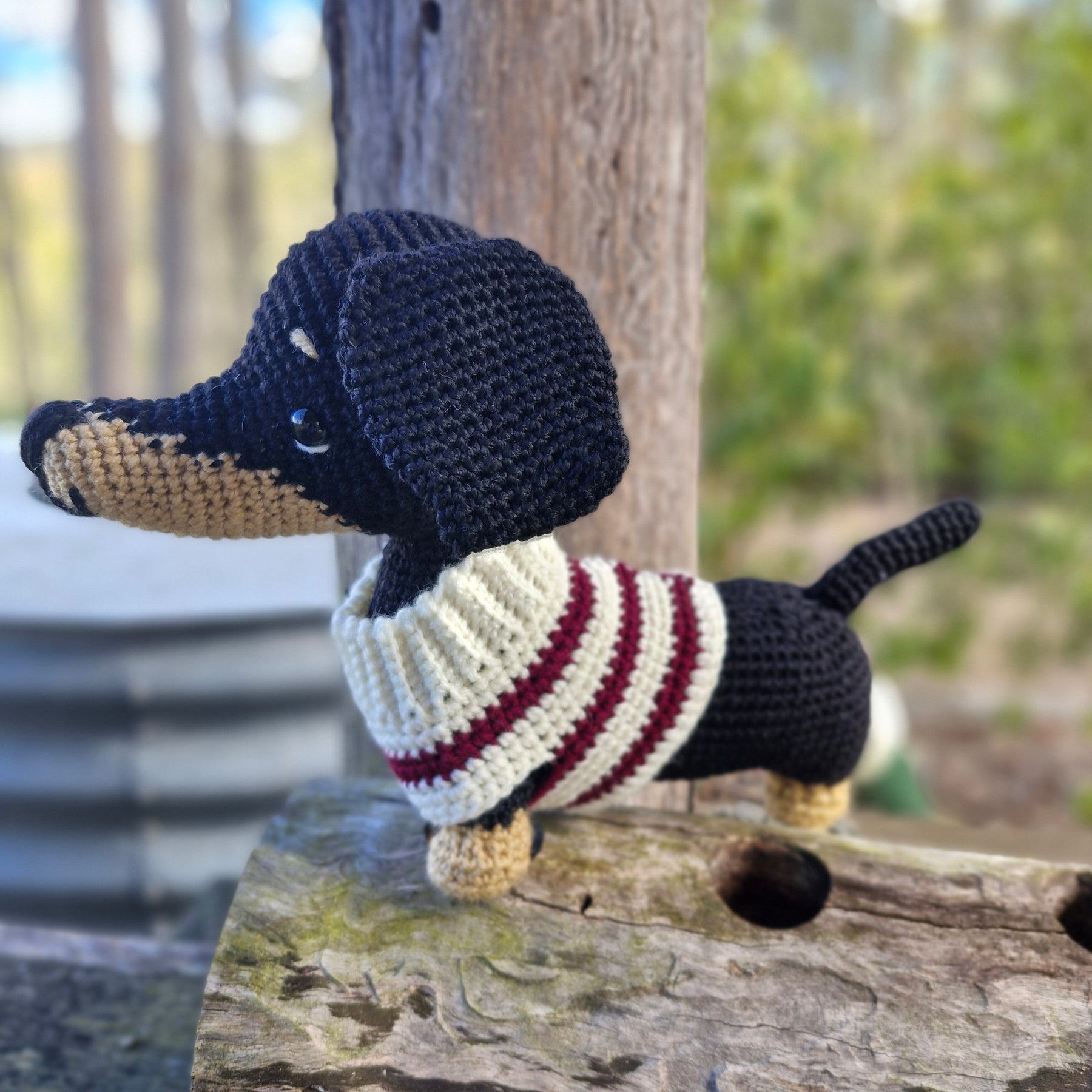 Hand crochet Bi-Colour Dachshund Dog (Sausage Dog)