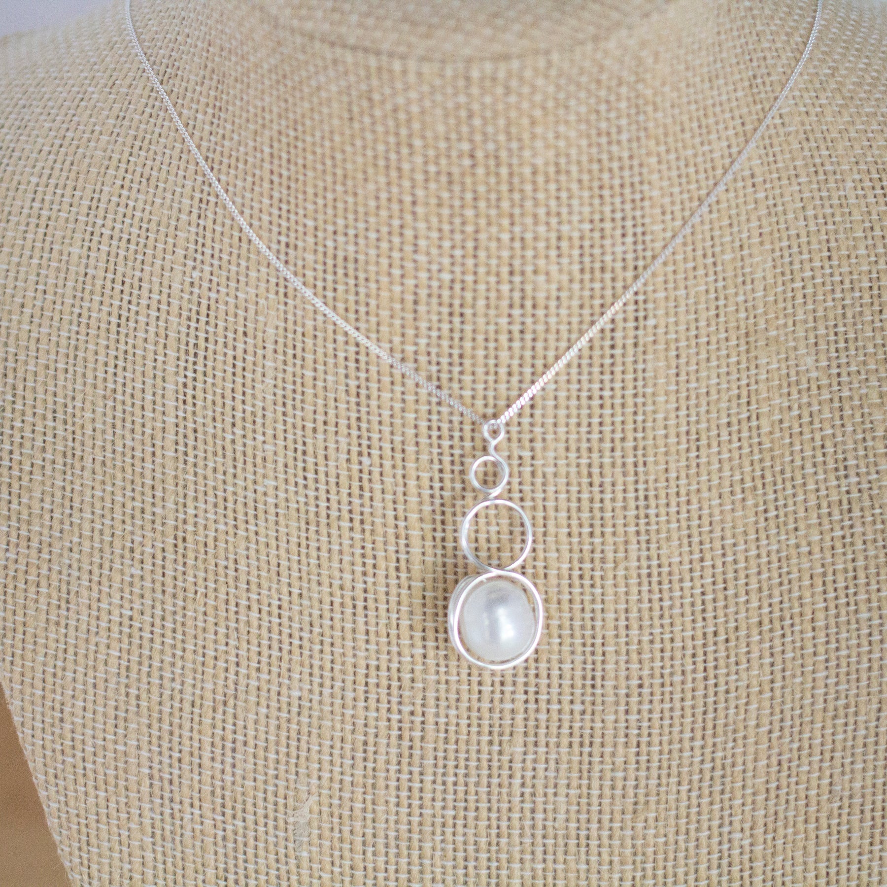 Sterling Silver Baroque Pearl Loop Pendant Necklace | Luxury Jewellery Gift Idea