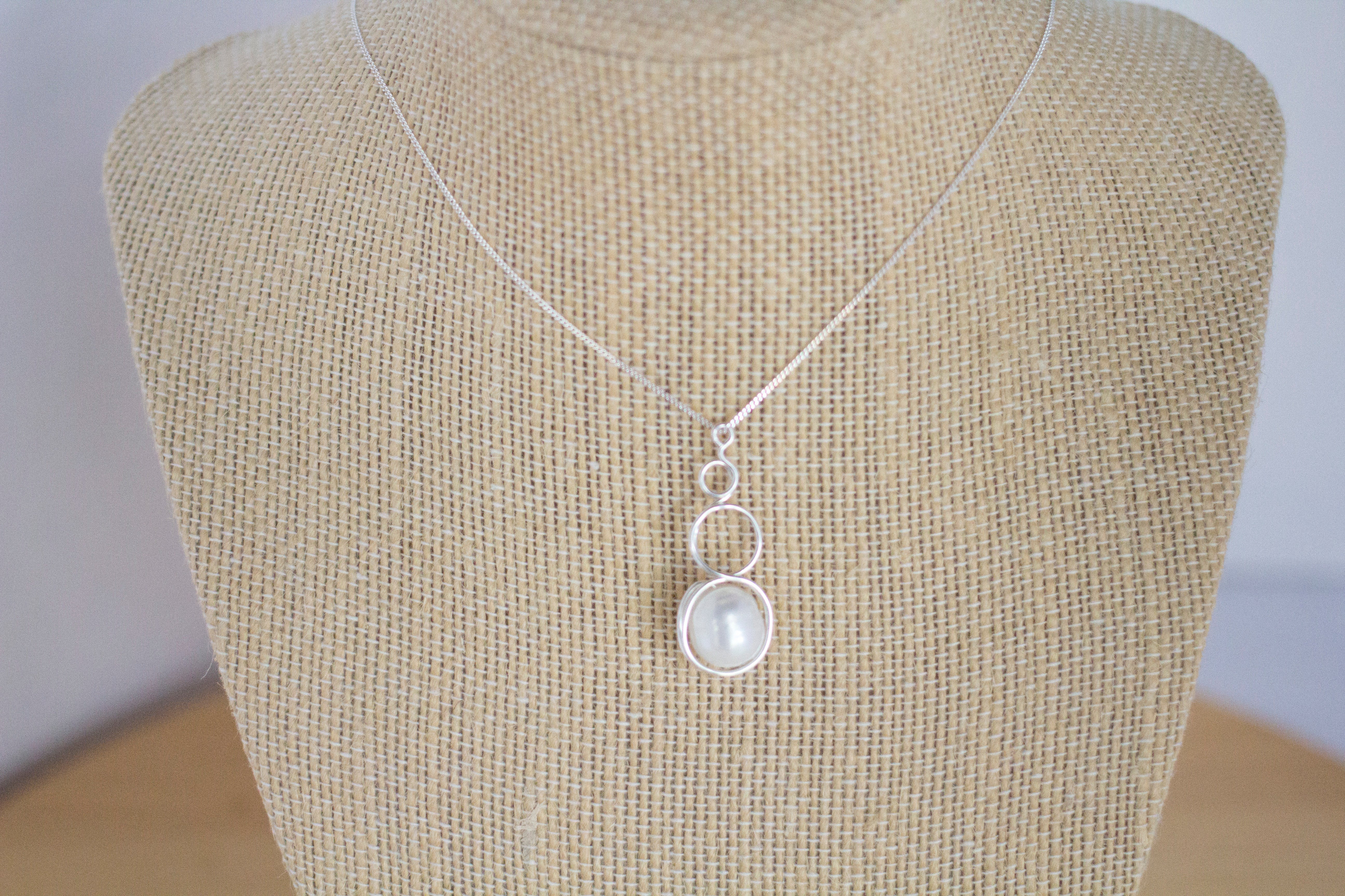 Sterling Silver Baroque Pearl Loop Pendant Necklace | Luxury Jewellery Gift Idea