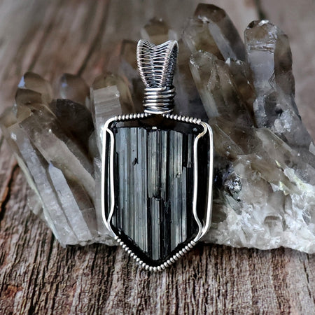 Sterling Silver Black Tourmaline Pendant ~ Talisman of Protection and Purification