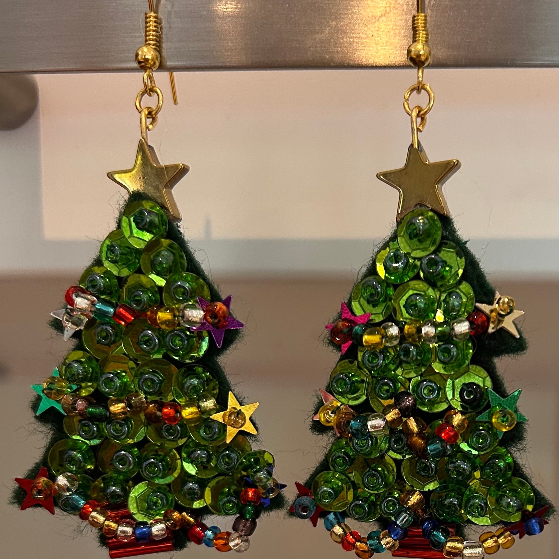 Sparkly Beaded Christmas Earrings