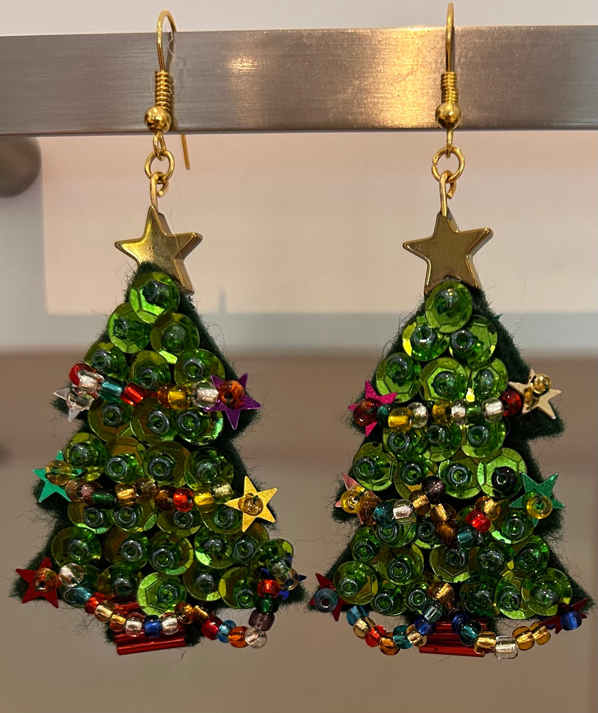 Sparkly Beaded Christmas Earrings