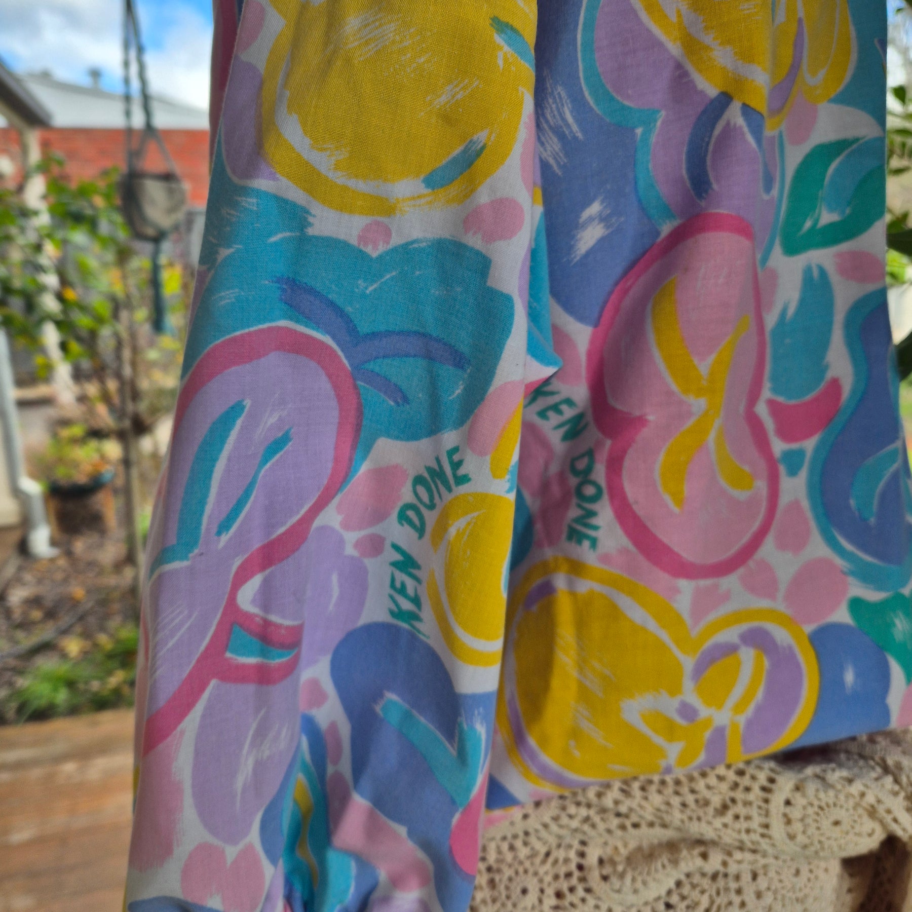 Upcycled Vintage top. Pink Ken Done print