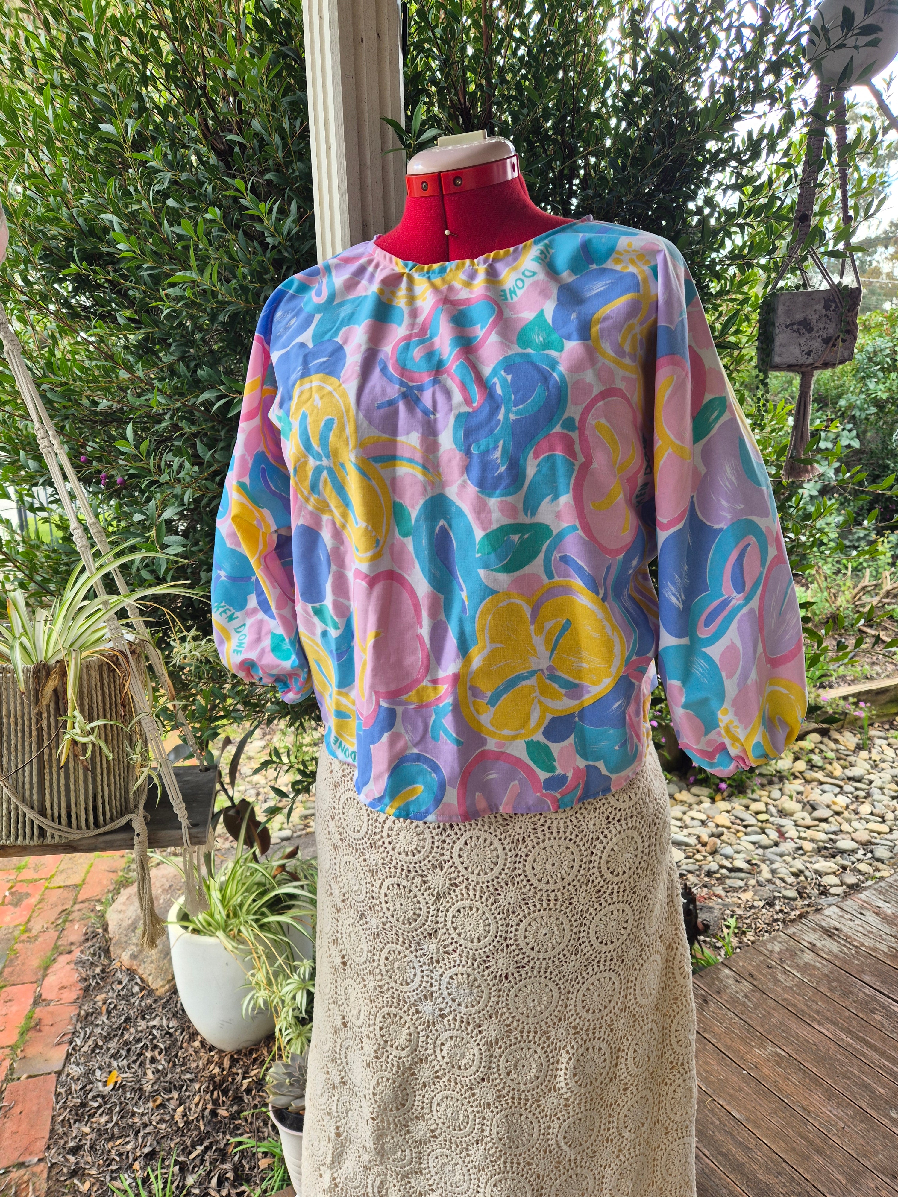 Upcycled Vintage top. Pink Ken Done print