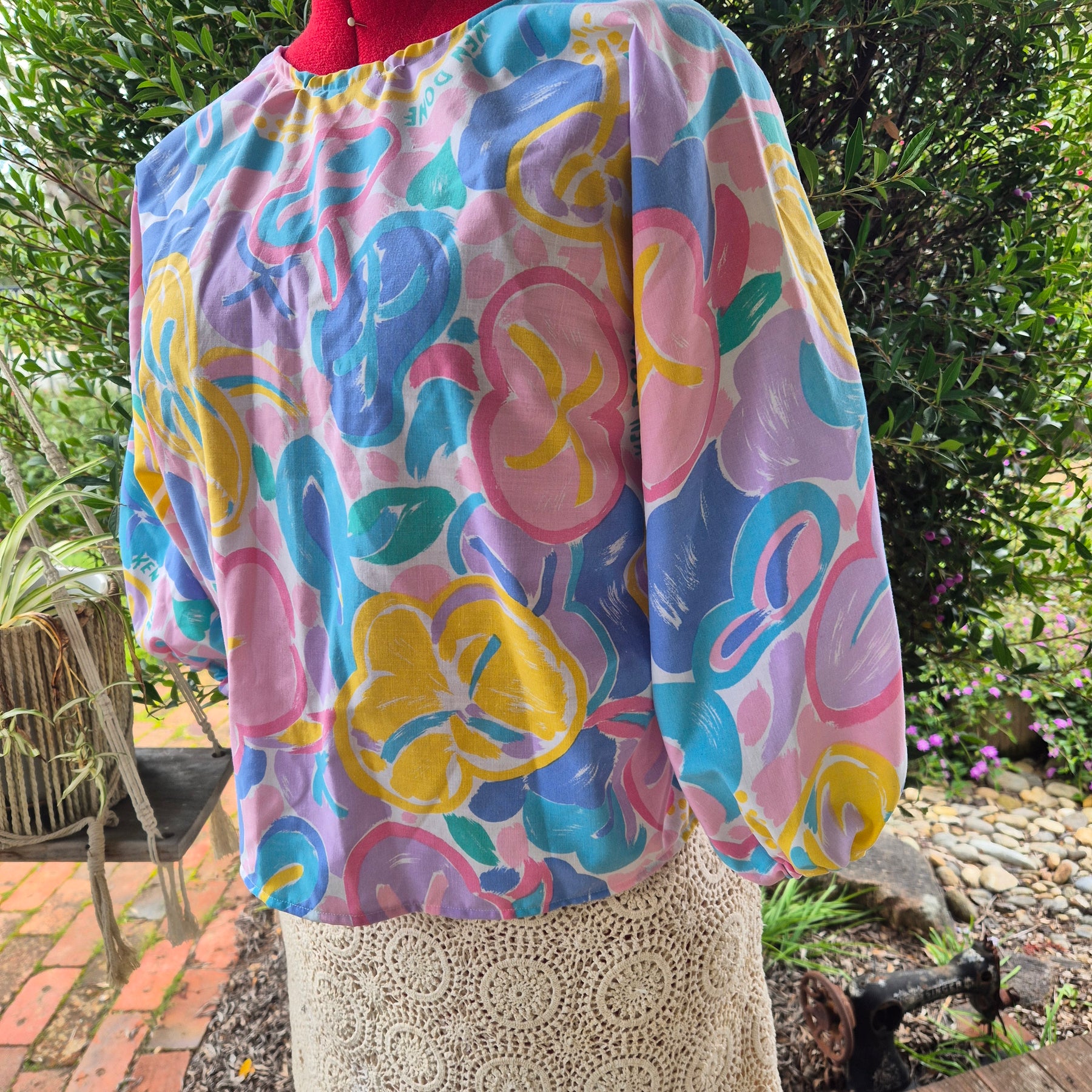 Upcycled Vintage top. Pink Ken Done print