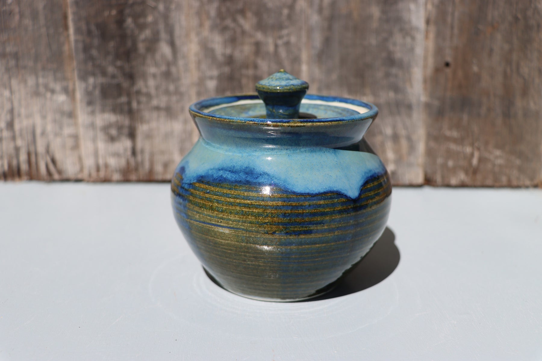 Blue lidded jars - Hand Made Thrown High Fired Stoneware