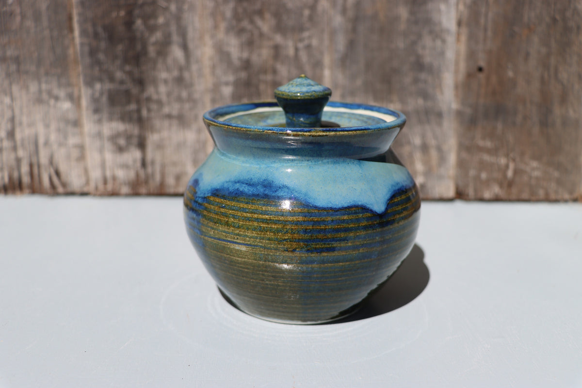 Blue lidded jars - Hand Made Thrown High Fired Stoneware