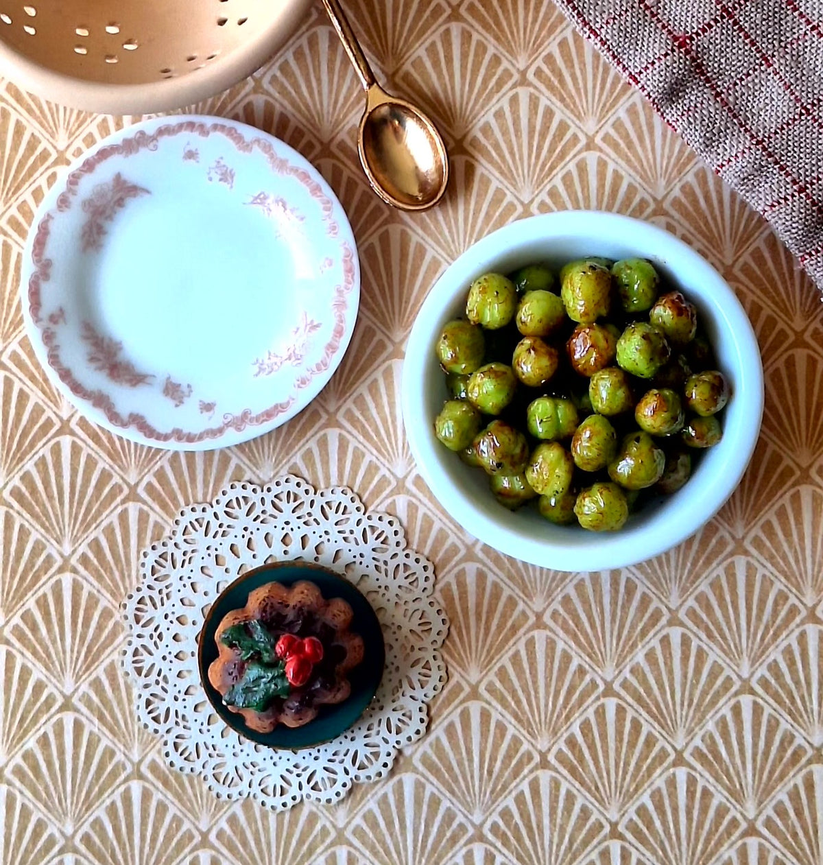 Brussel Sprouts dish (with ornate serving spoon)