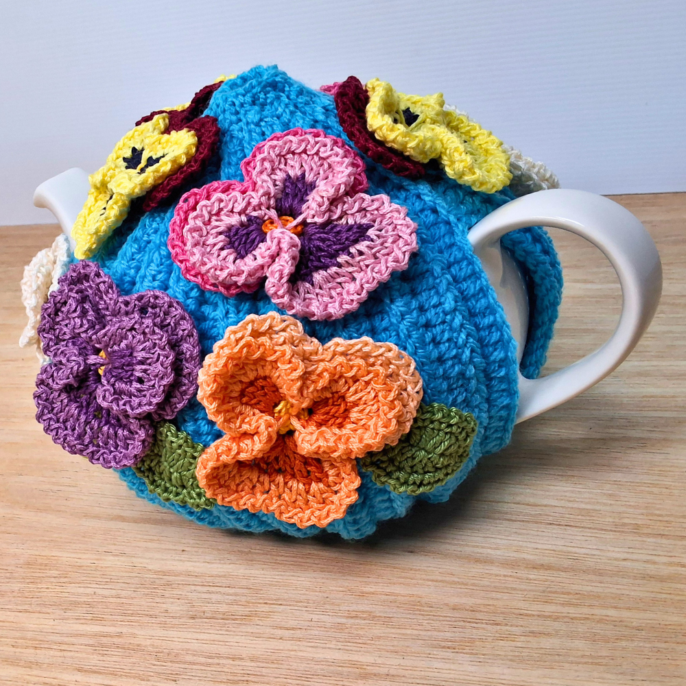 Bright Blue Pansy Medium Teacosy
