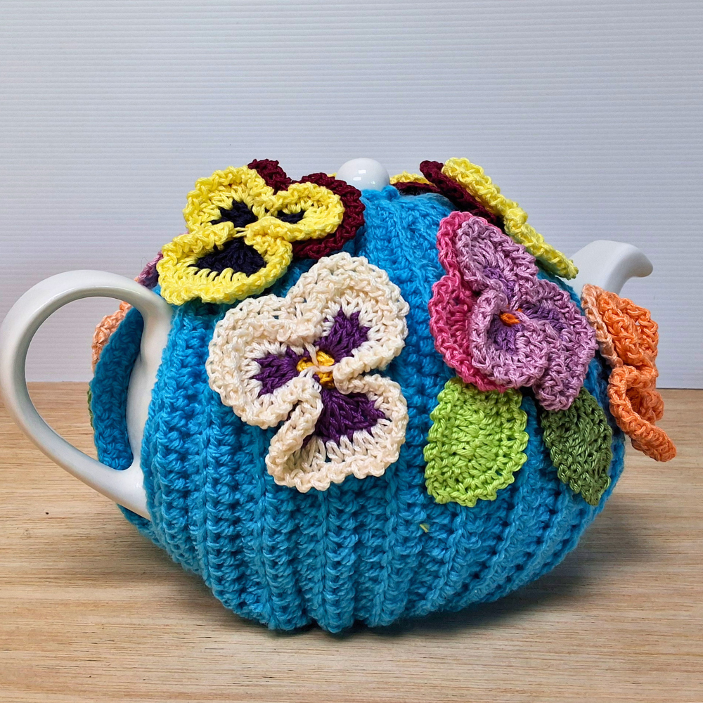 Bright Blue Pansy Medium Teacosy