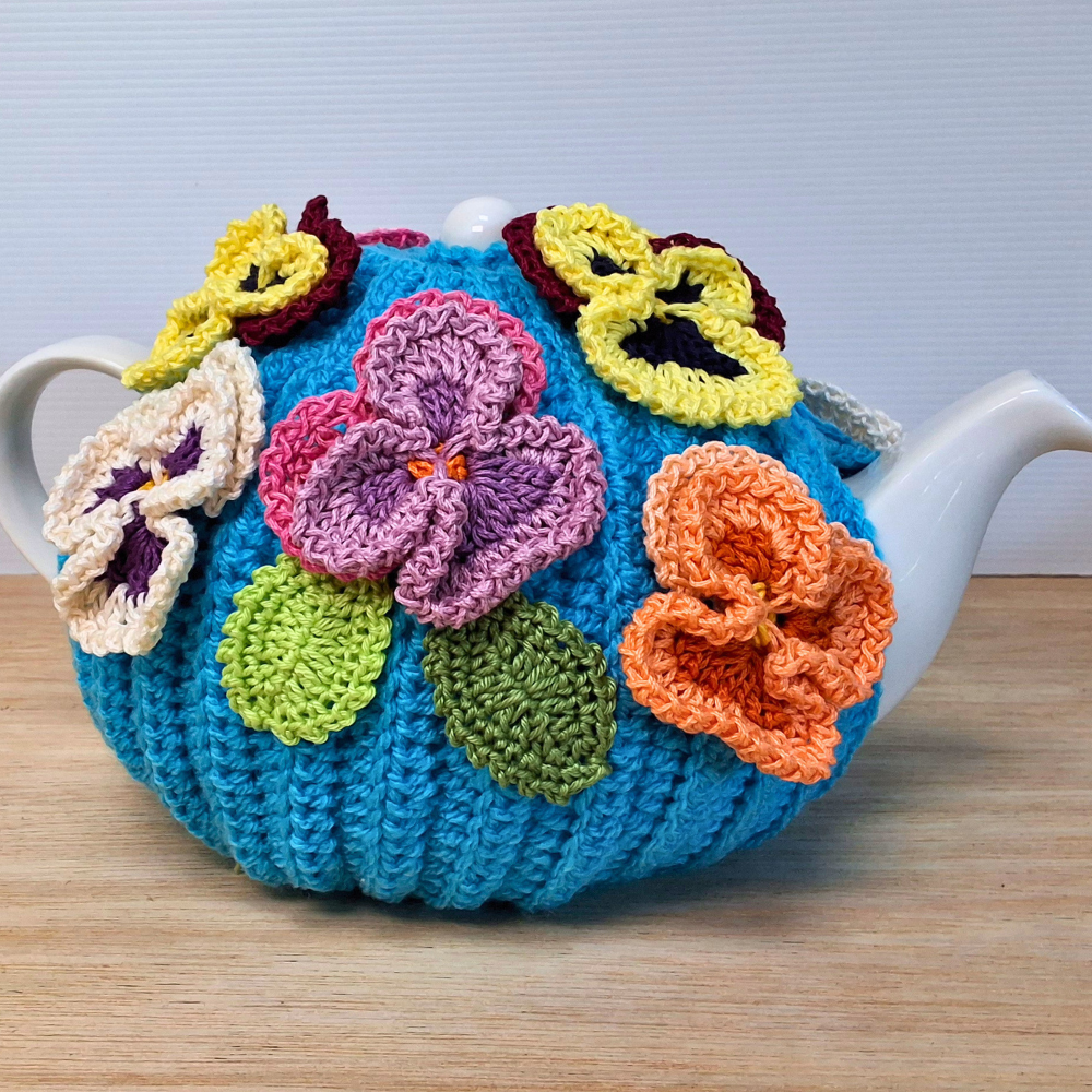 Bright Blue Pansy Medium Teacosy