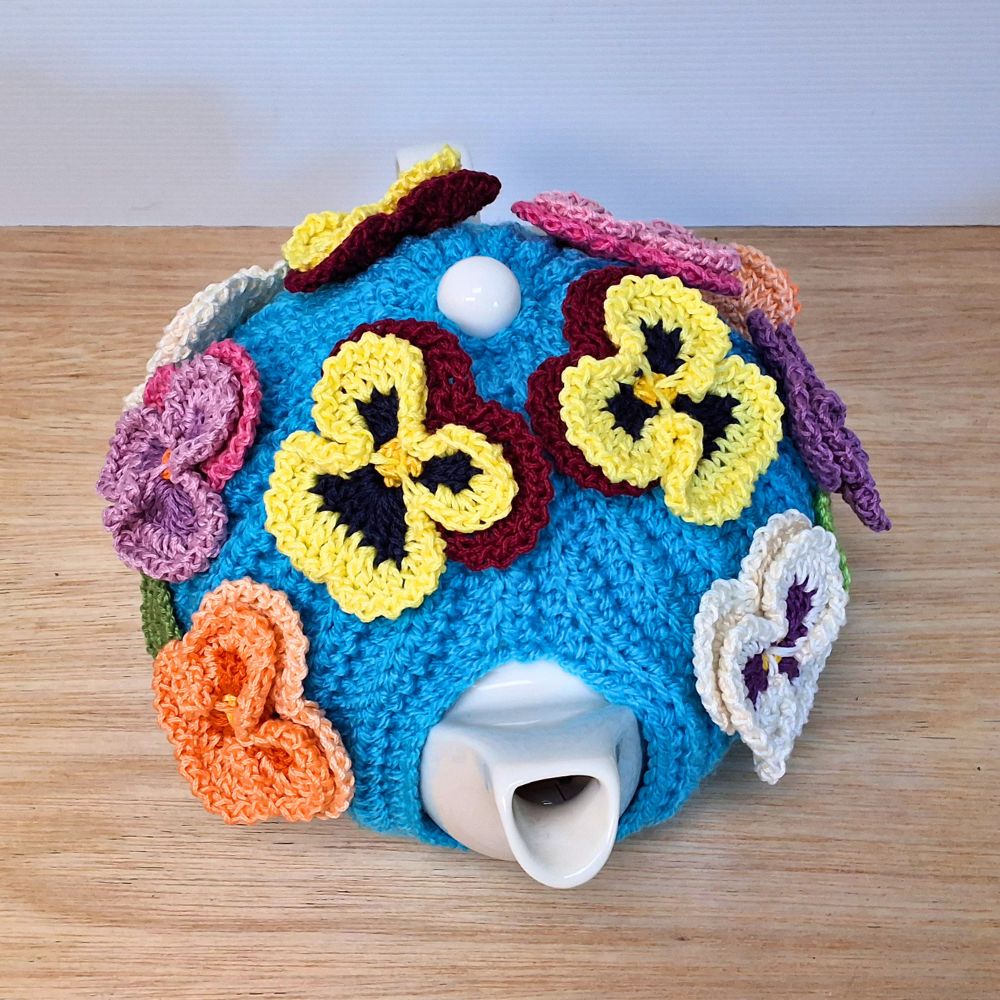 Bright Blue Pansy Medium Teacosy