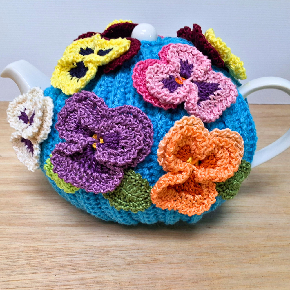 Bright Blue Pansy Medium Teacosy